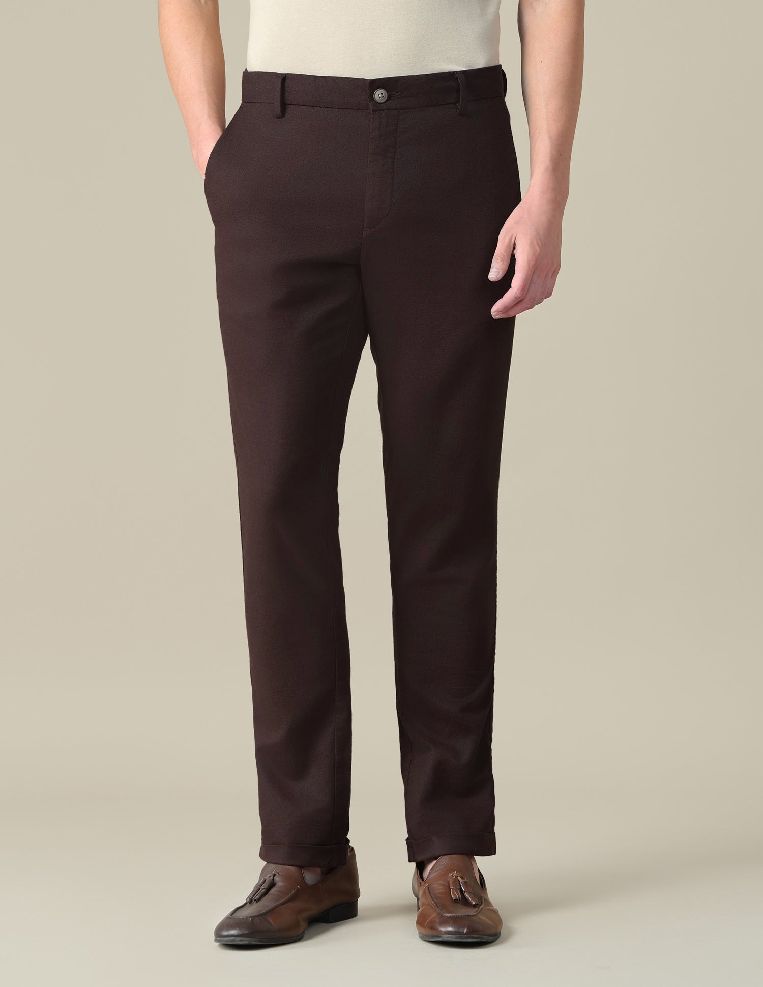 Mid Rise Denver Slim Fit Trousers Dark Brown - U.S. Polo Assn. India | Large