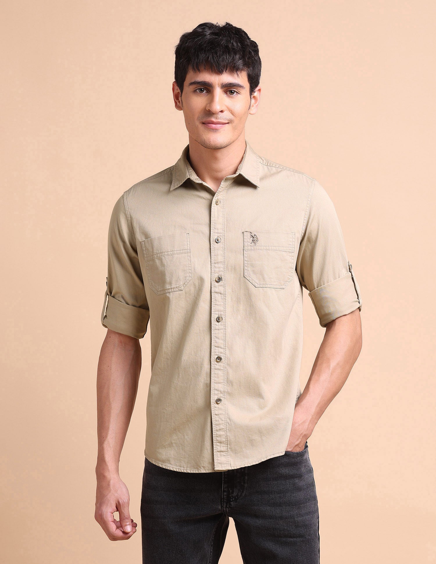 Utility Twill Shirt Light Khaki - U.S. POLO ASSN. | Large