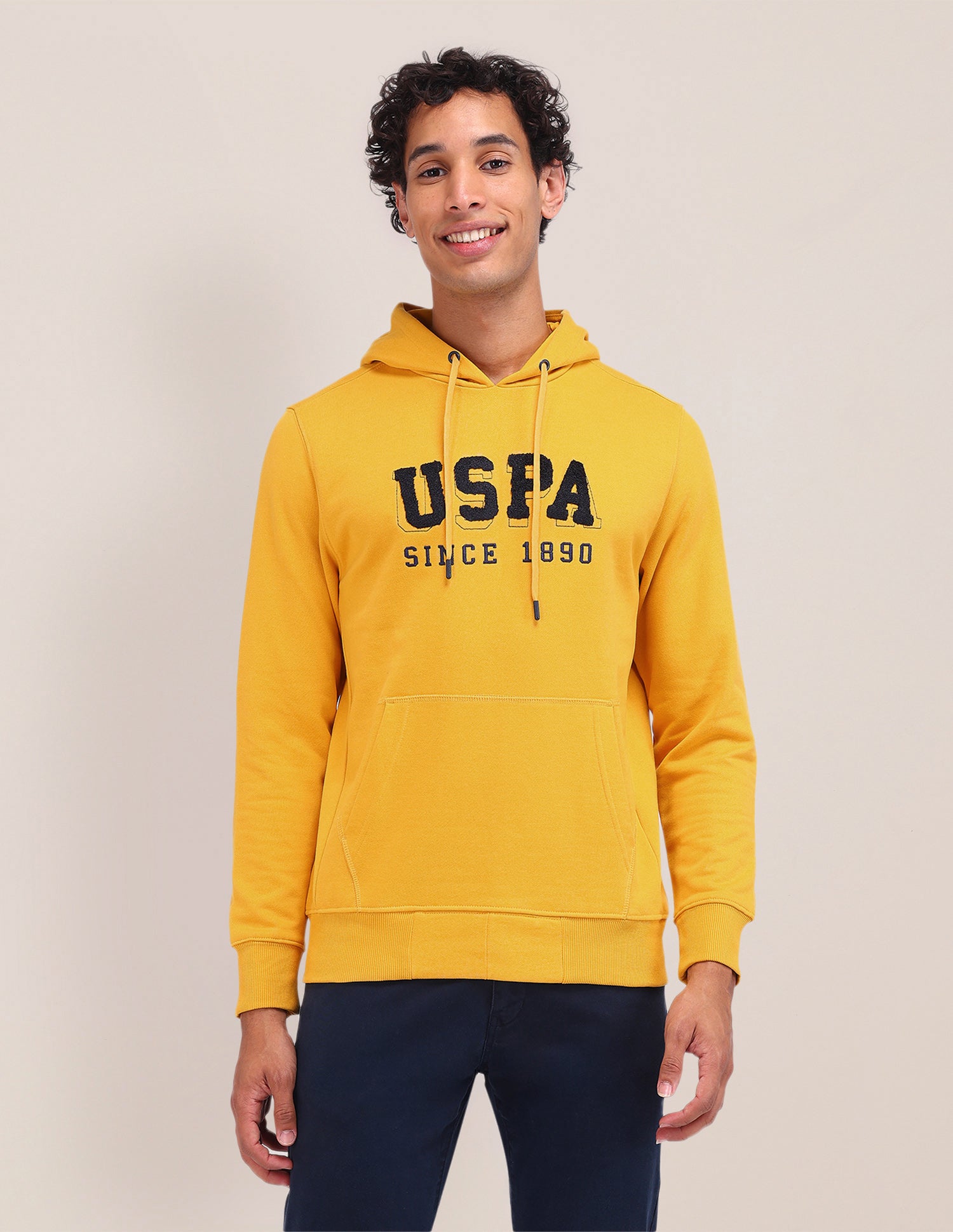 Brand Printed Regular Fit Sweatshirt Mustard - U.S. POLO ASSN. | Large