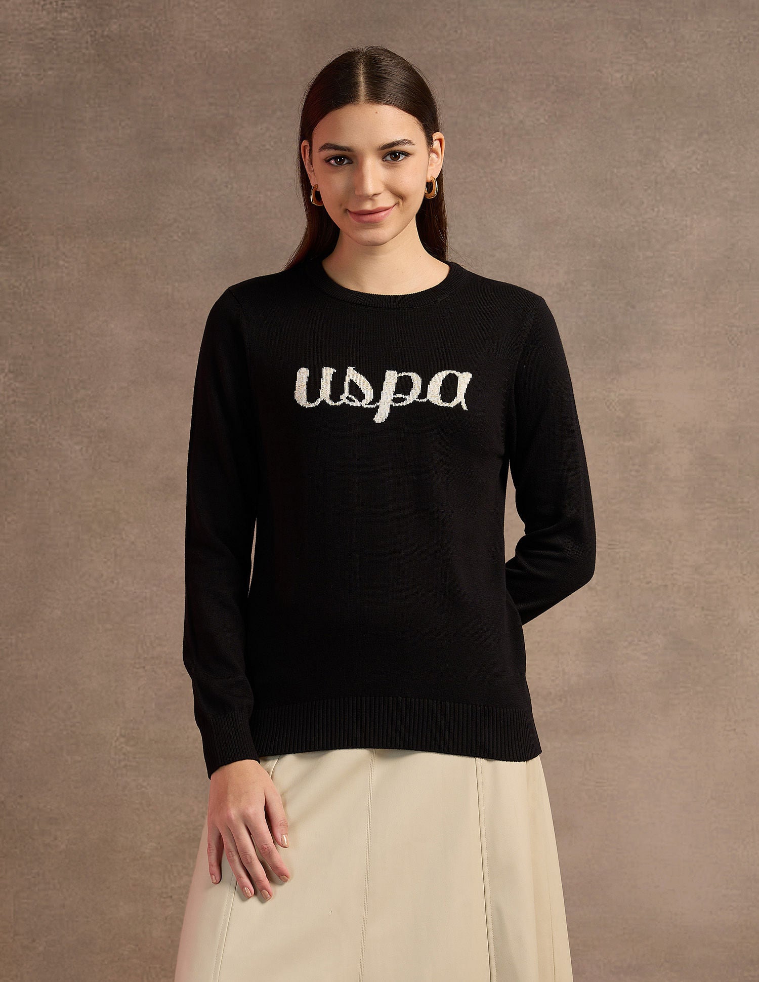 Lurex Embroiderd Cotton Sweater Wine - U.S. Polo Assn. India | Large
