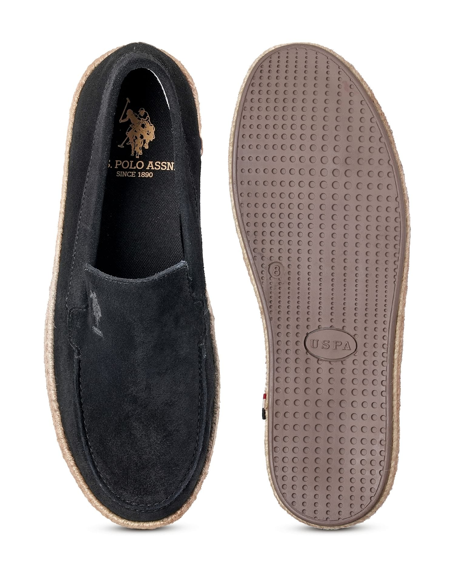 Mens Oudi Suede Slip-On Shoes Black - U.S. Polo Assn. India | Large