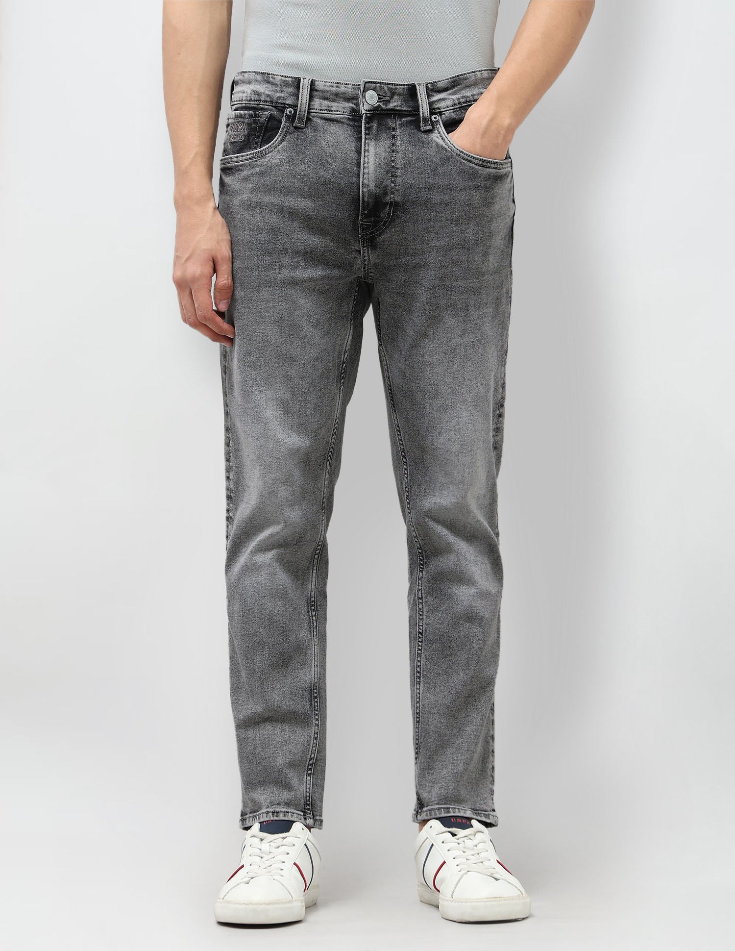 Cole Comfort Cropped Fit Grey Jeans Grey - U.S. POLO ASSN. | Large