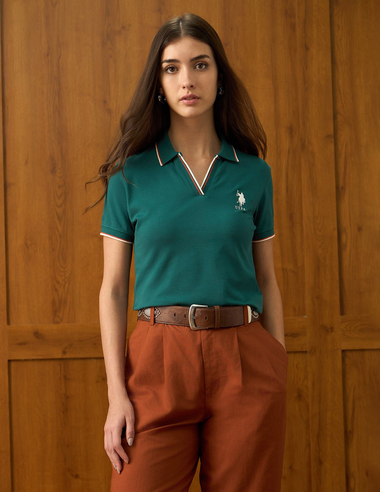 Solid Regular Fit Polo Shirt Dark. Green - U.S. POLO ASSN. | Large