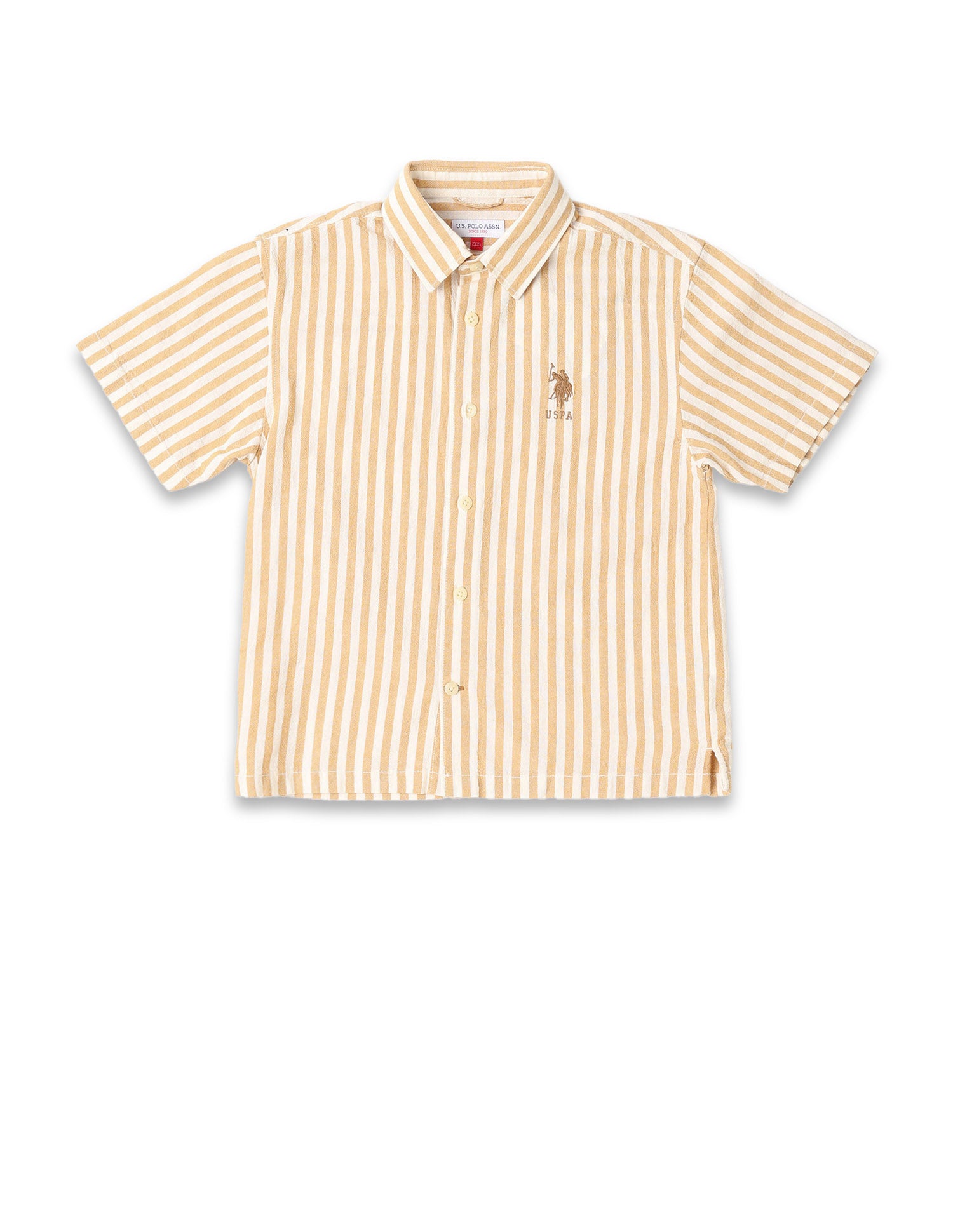 Boys Vertical Striped Boxy Fit Shirt Mustard - U.S. POLO ASSN. | Large