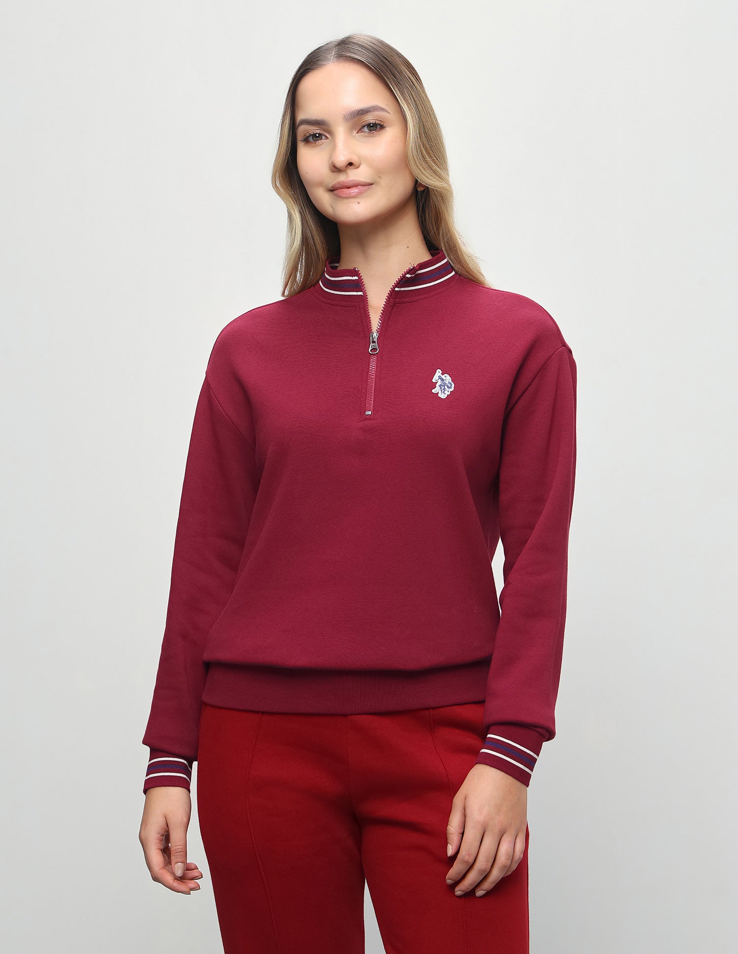 Typographic Applique Relaxed Fit Sweatshirt Red - U.S. Polo Assn. India | Large