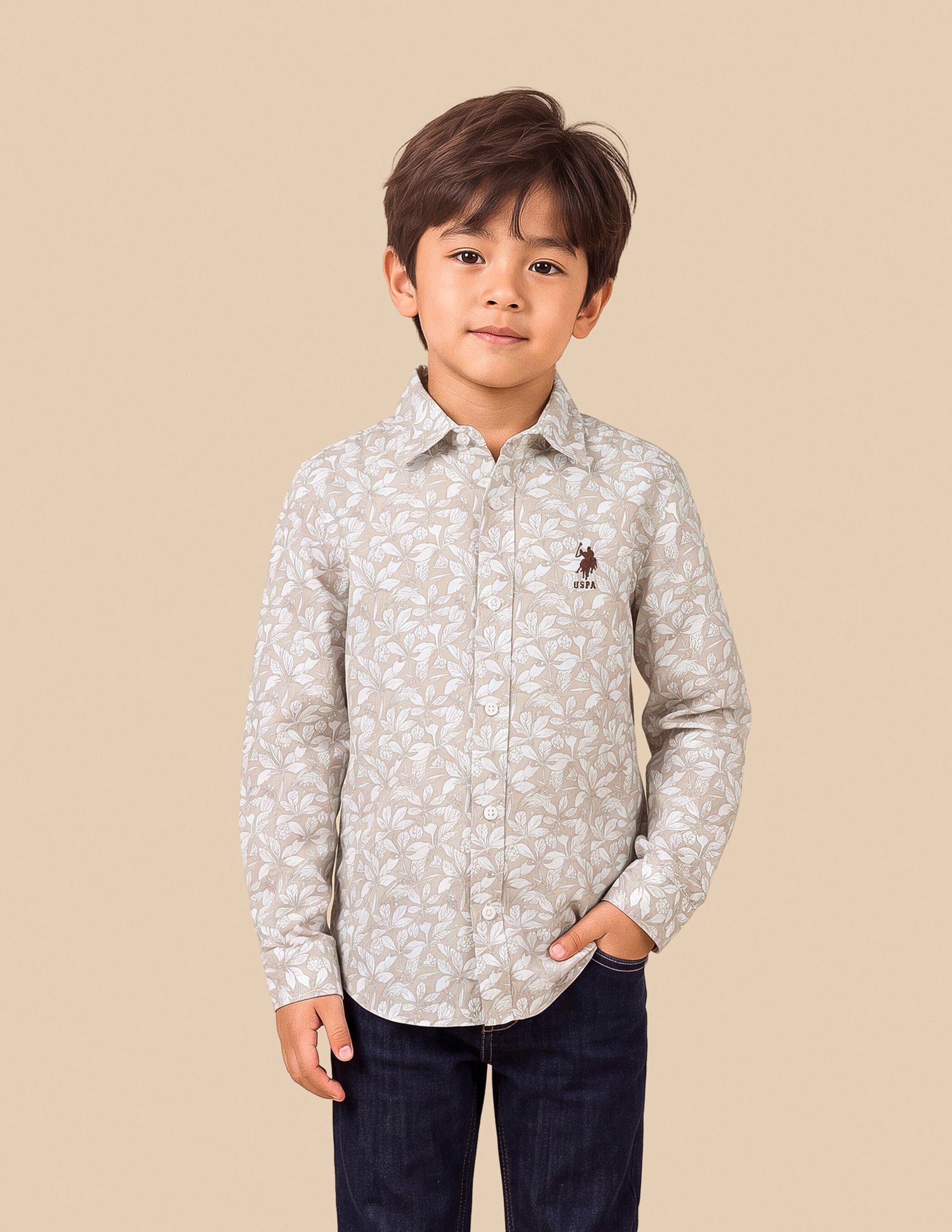 Floral Printed Regular Fit Shirt Brown - U.S. Polo Assn. India | Large