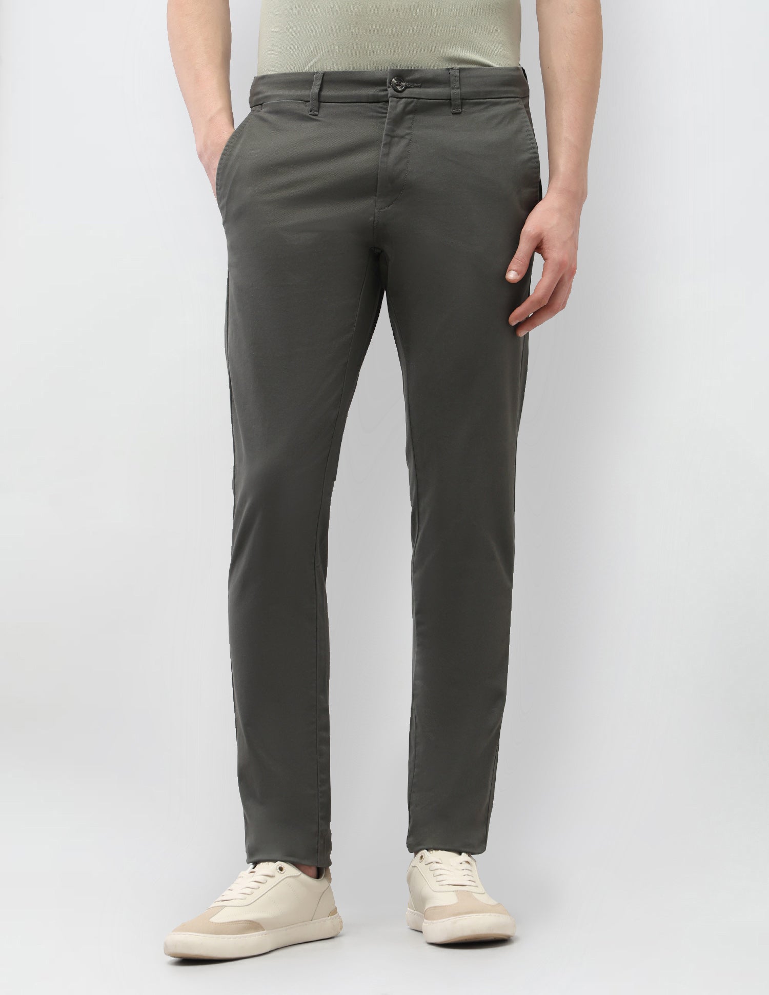 Austin Slim Fit Satin Trousers Olive - U.S. Polo Assn. India | Large