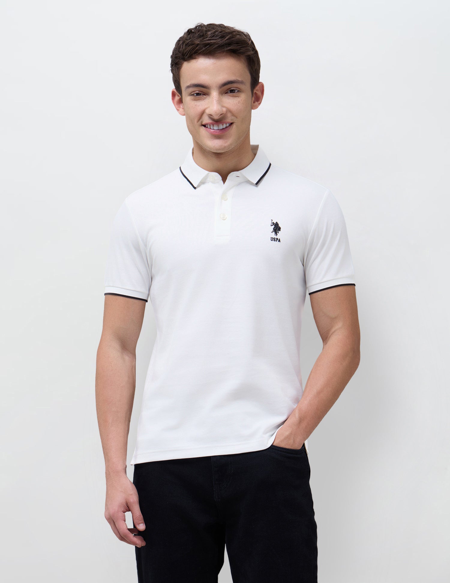Solid Slim Fit Polo Shirt White - U.S. Polo Assn. India | Large