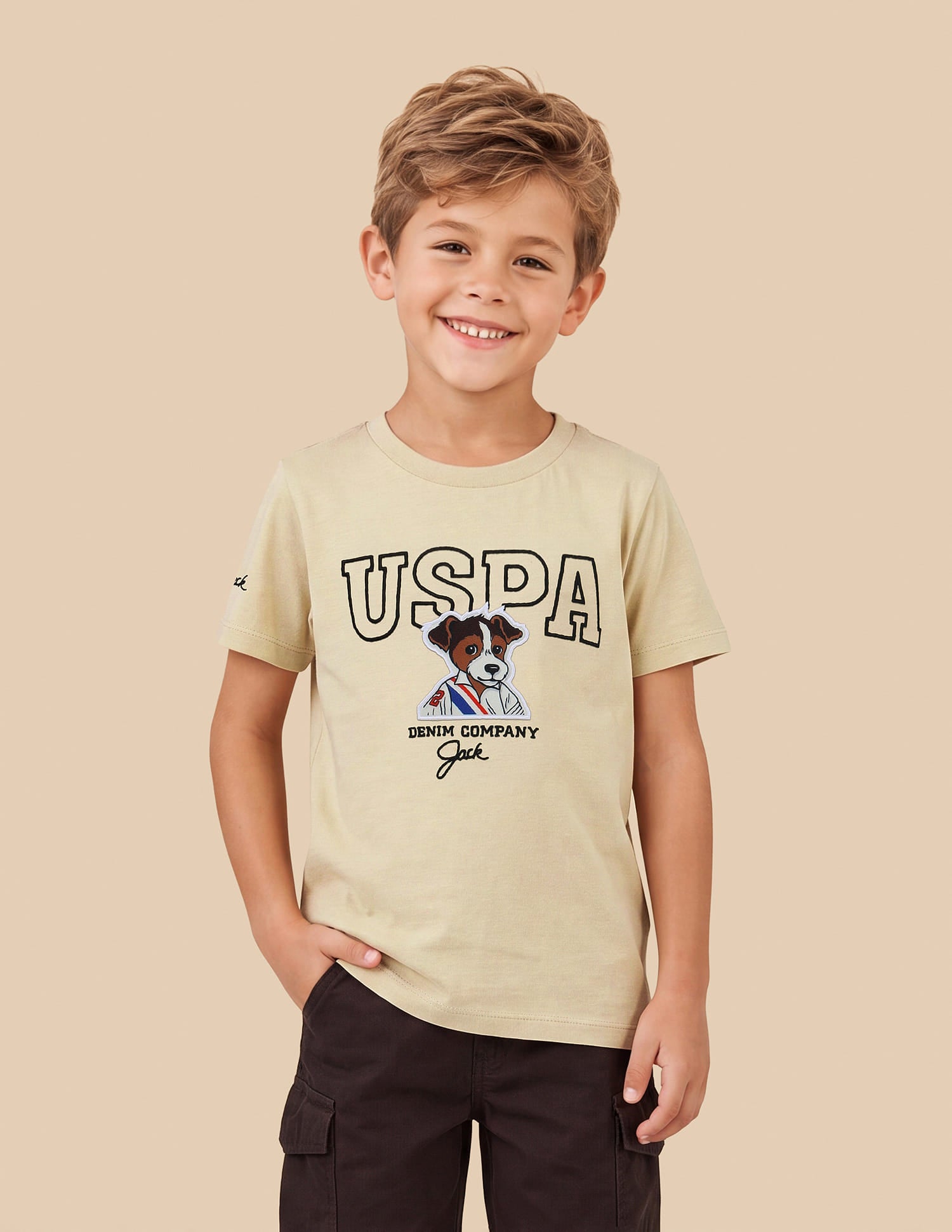 Graphic Brand Printed Regular Fit T-Shirt Beige - U.S. Polo Assn. India | Large