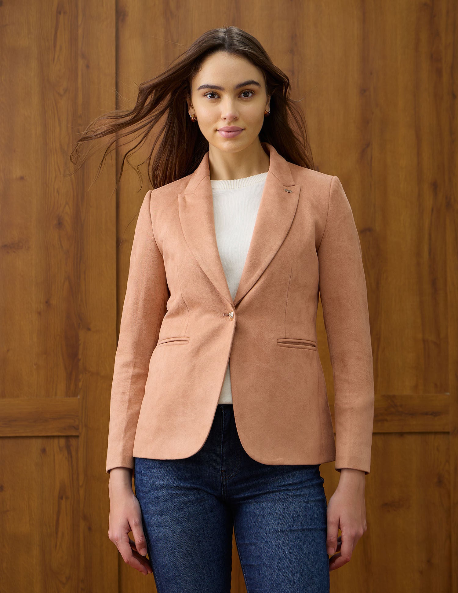 Solid Regular Fit Notch Lapel Overcoat Beige - U.S. POLO ASSN. | Large