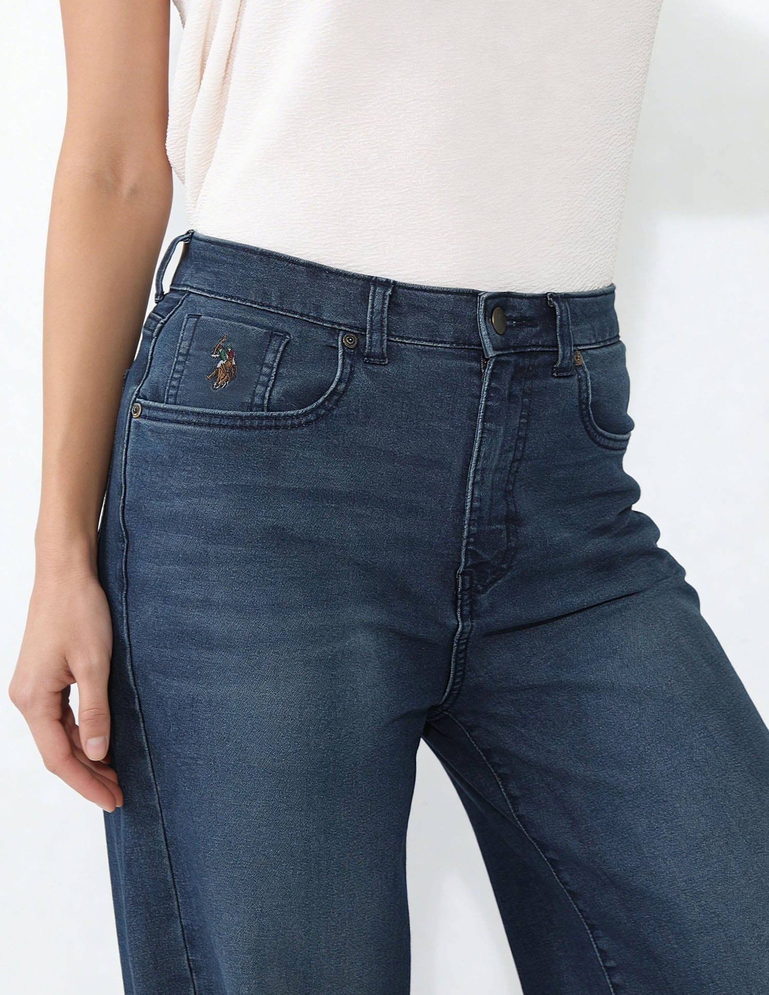 High Rise Baggy Fit Jeans Blue - U.S. Polo Assn. India | Large