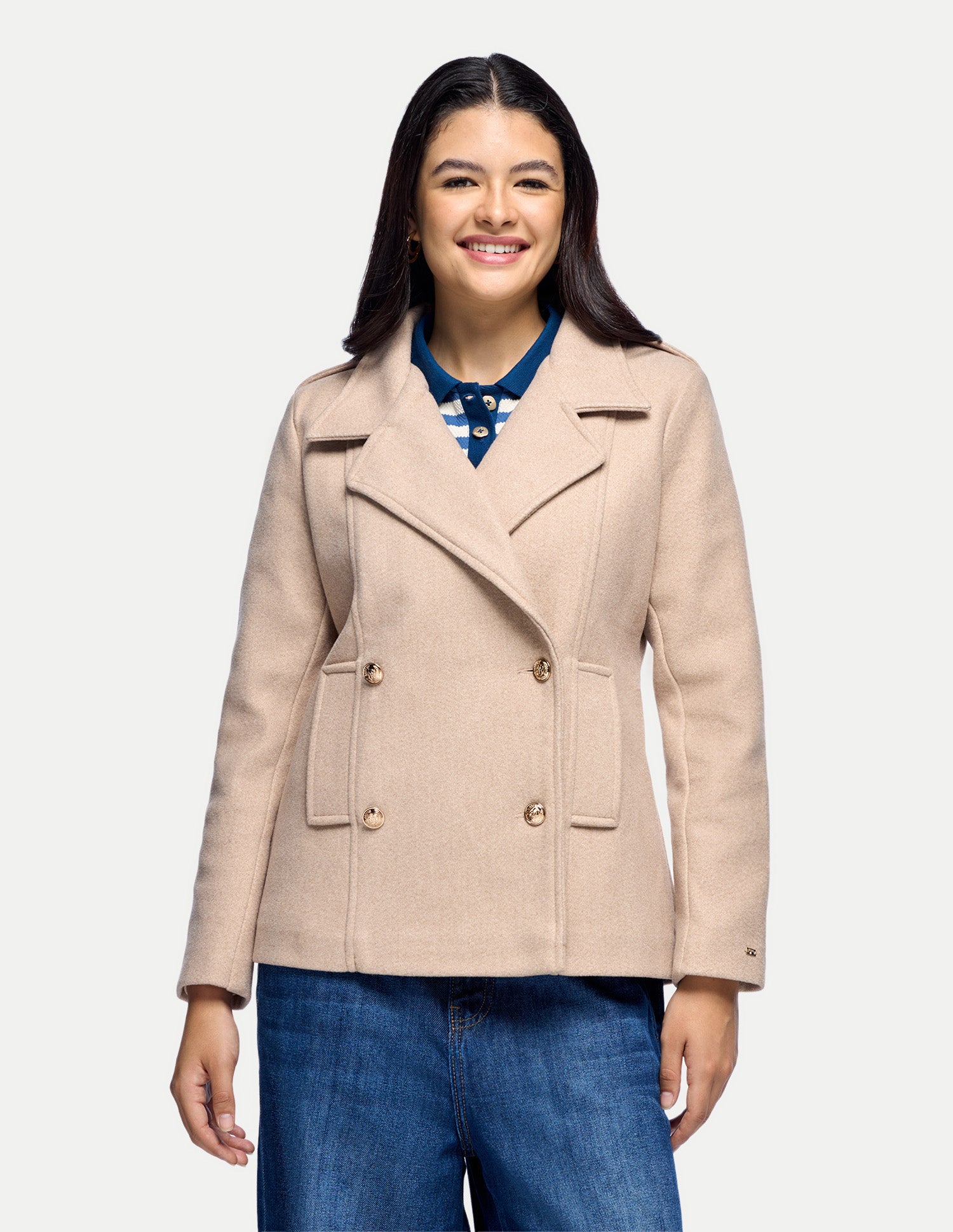 Double Breasted Blazer Jacket Beige - U.S. Polo Assn. India | Large