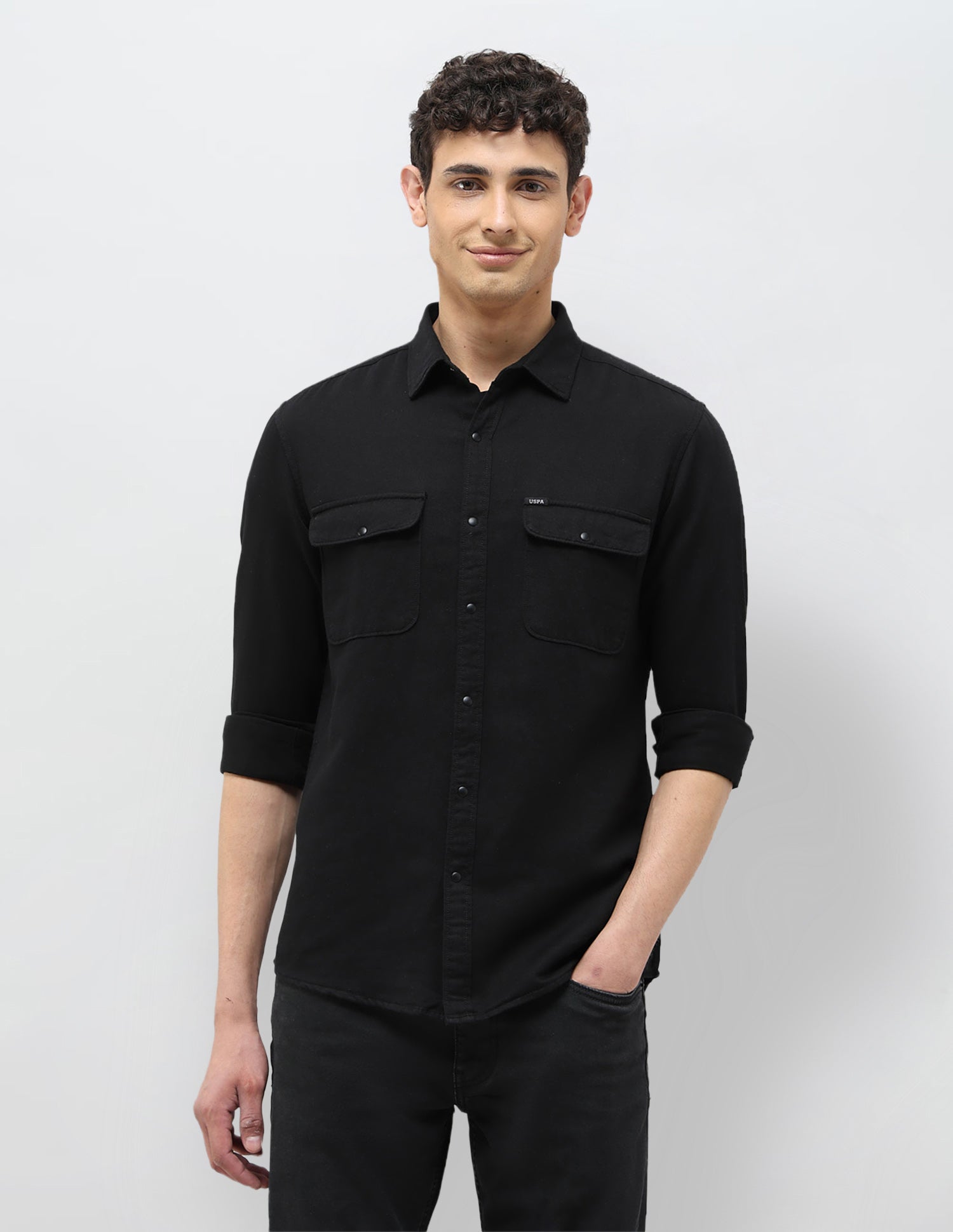 Twill Regular Fit Shirt Black - U.S. POLO ASSN. | Large