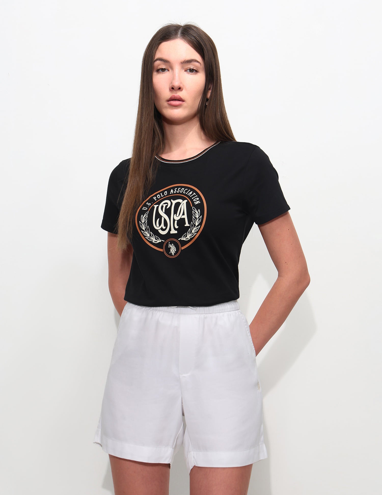 Regular Fit Brand Printed T-Shirt Black - U.S. Polo Assn. India | Large