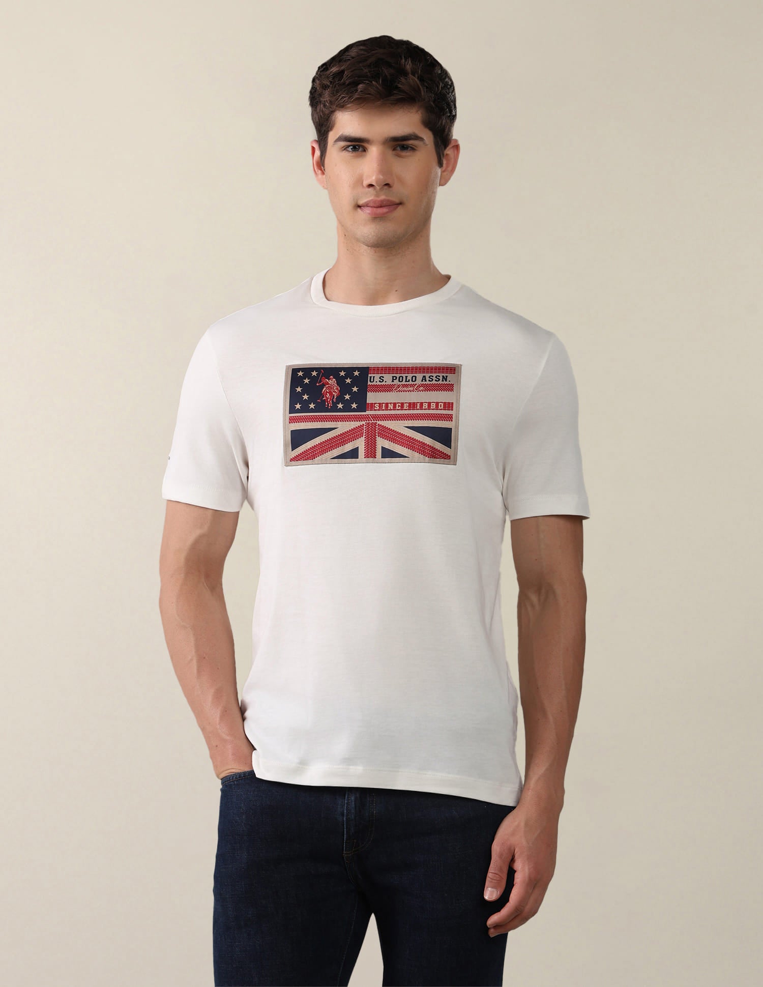 Graphic Printed Slim Fit T-Shirt White - U.S. Polo Assn. India | Large