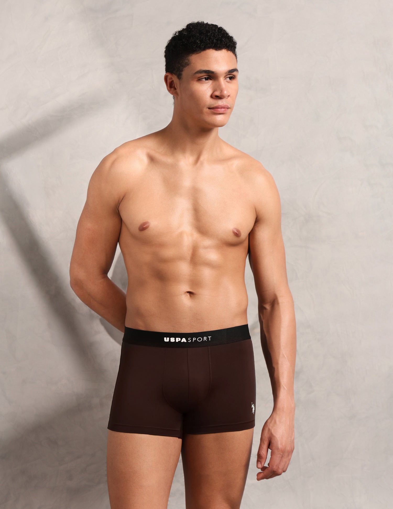 High Stretch RT005 Sports Trunk Coffee Brown With Grey - U.S. Polo Assn. India | Large