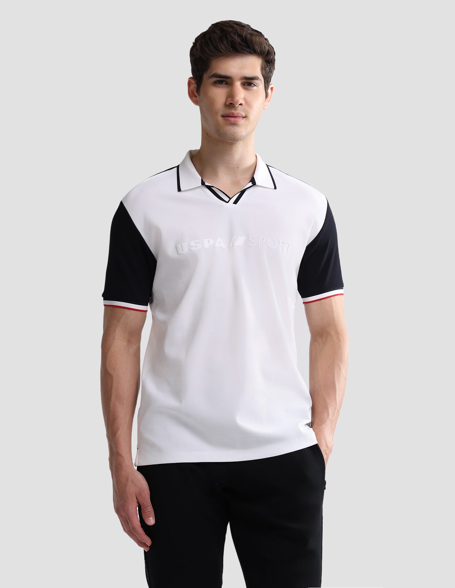 Colourblocked Slim Fit Active Polo Shirt White - U.S. Polo Assn. India | Large