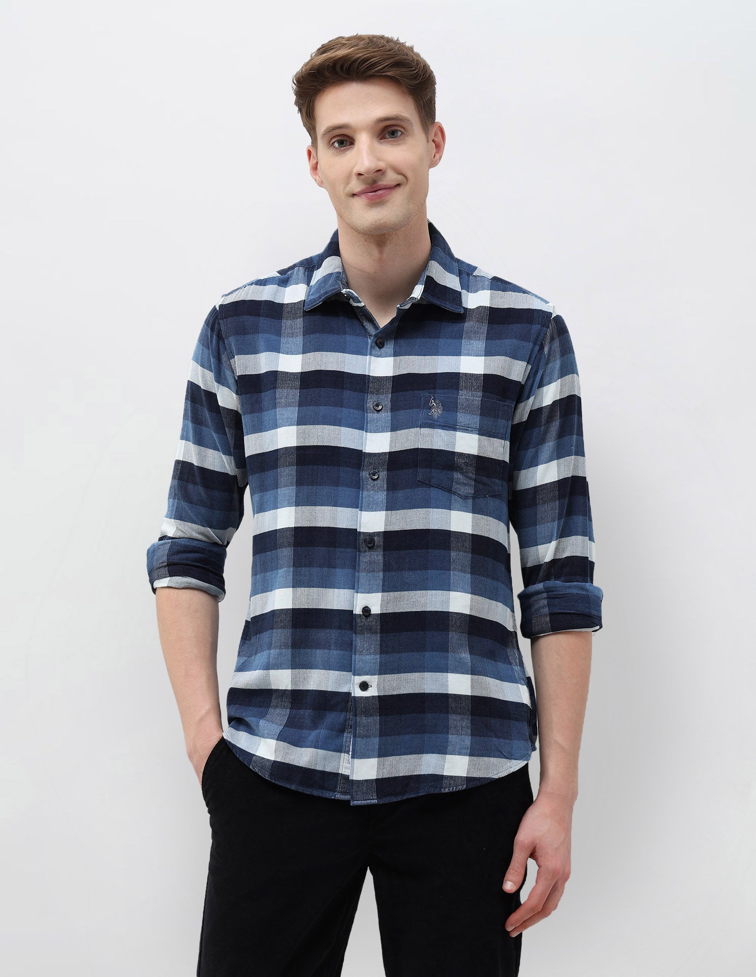Corduroy Tailored Fit Shirt Navy - U.S. POLO ASSN. | Large