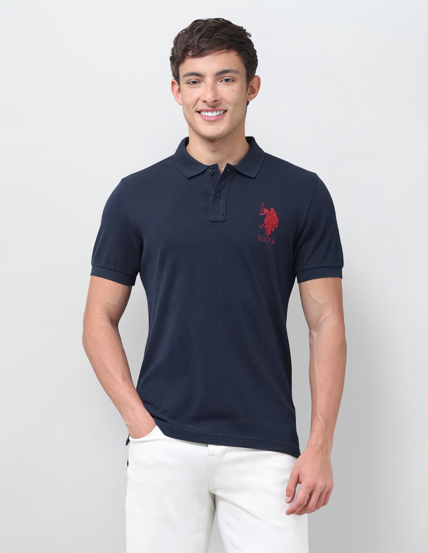 Solid Regular Fit Polo Shirt Navy - U.S. Polo Assn. India | Large