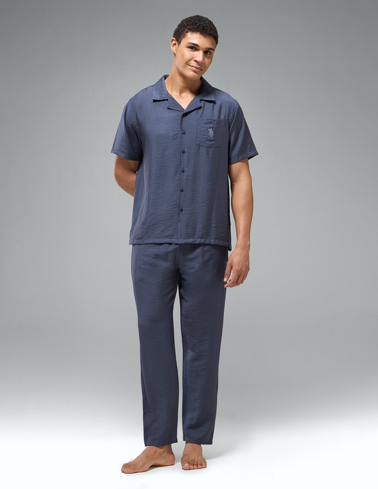 Crinkled Featherlight OESS02 Sleep Set Infinity Blue - U.S. Polo Assn. India | Large