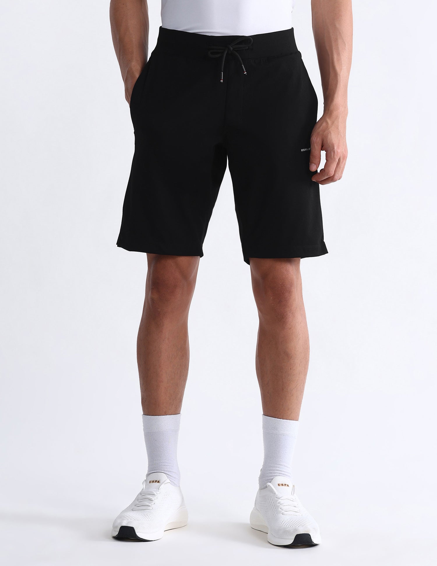 Solid Slim Fit Active Shorts Black - U.S. Polo Assn. India | Large