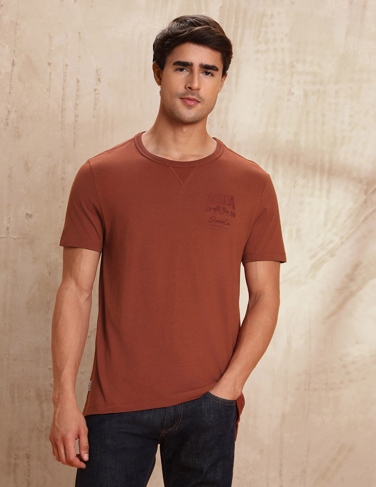 Pure Cotton Muscle Fit T-Shirt Rust - U.S. POLO ASSN. | Large