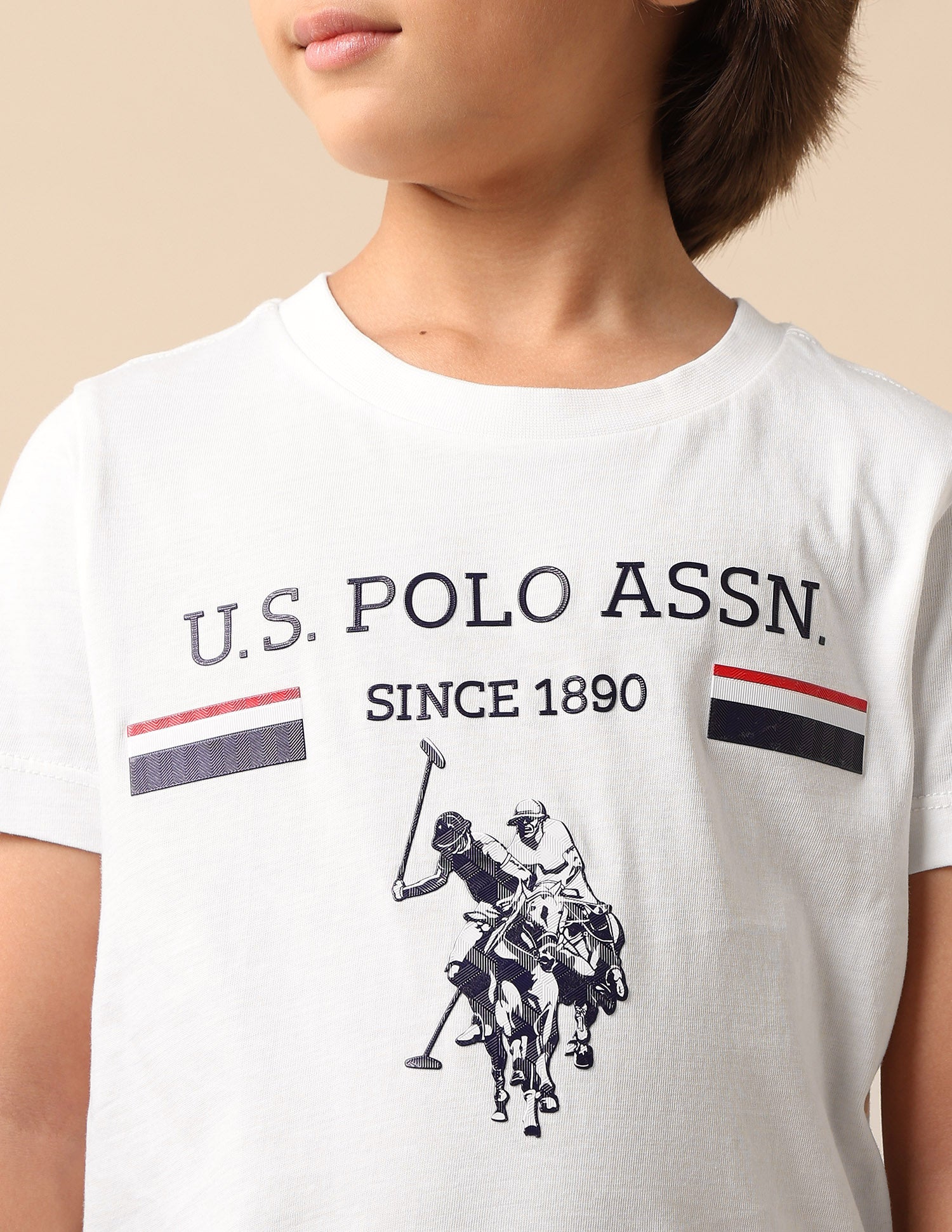 Boys Brand Embossed Pure Cotton T Shirt White - U.S. POLO ASSN. | Large