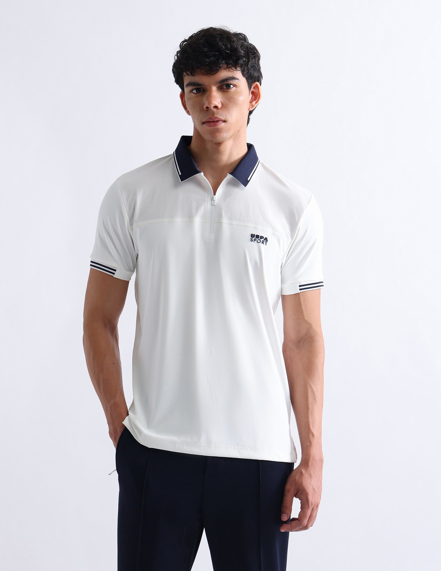 Solid Slim Fit Polo Shirt White - U.S. Polo Assn. India | Large