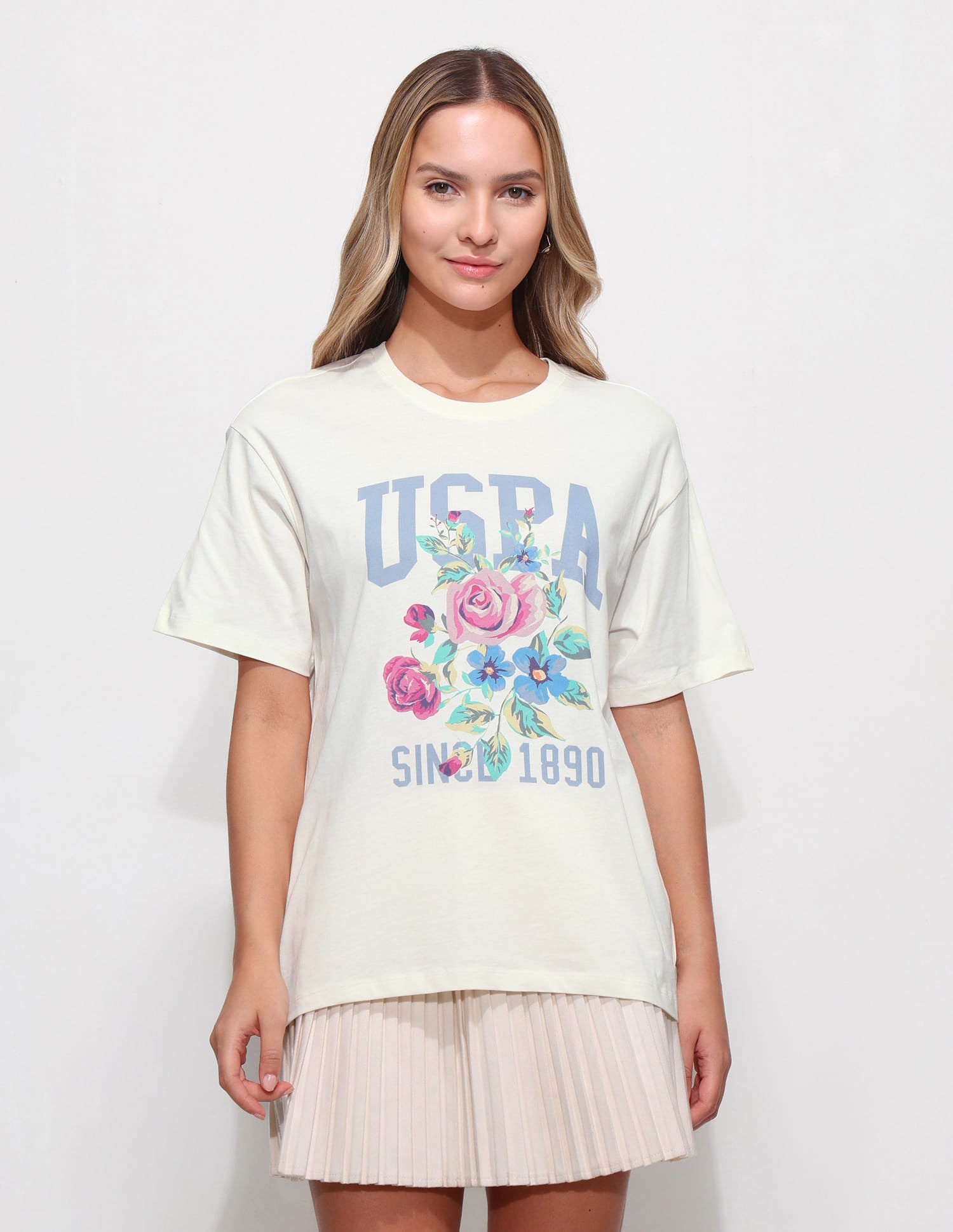 Oversized Brand Printed T-Shirt White - U.S. Polo Assn. India | Large