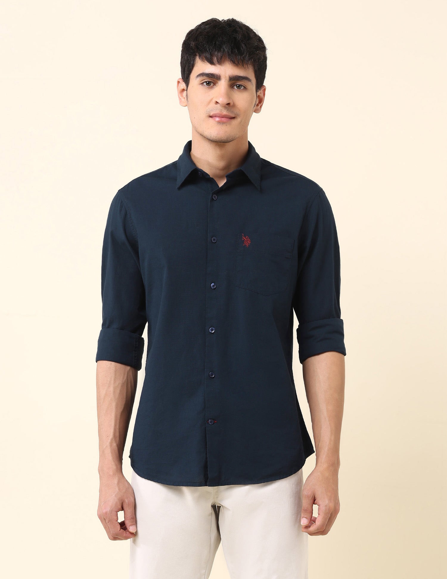 Twill Solid Tailored Fit Shirt Navy - U.S. Polo Assn. India | Large