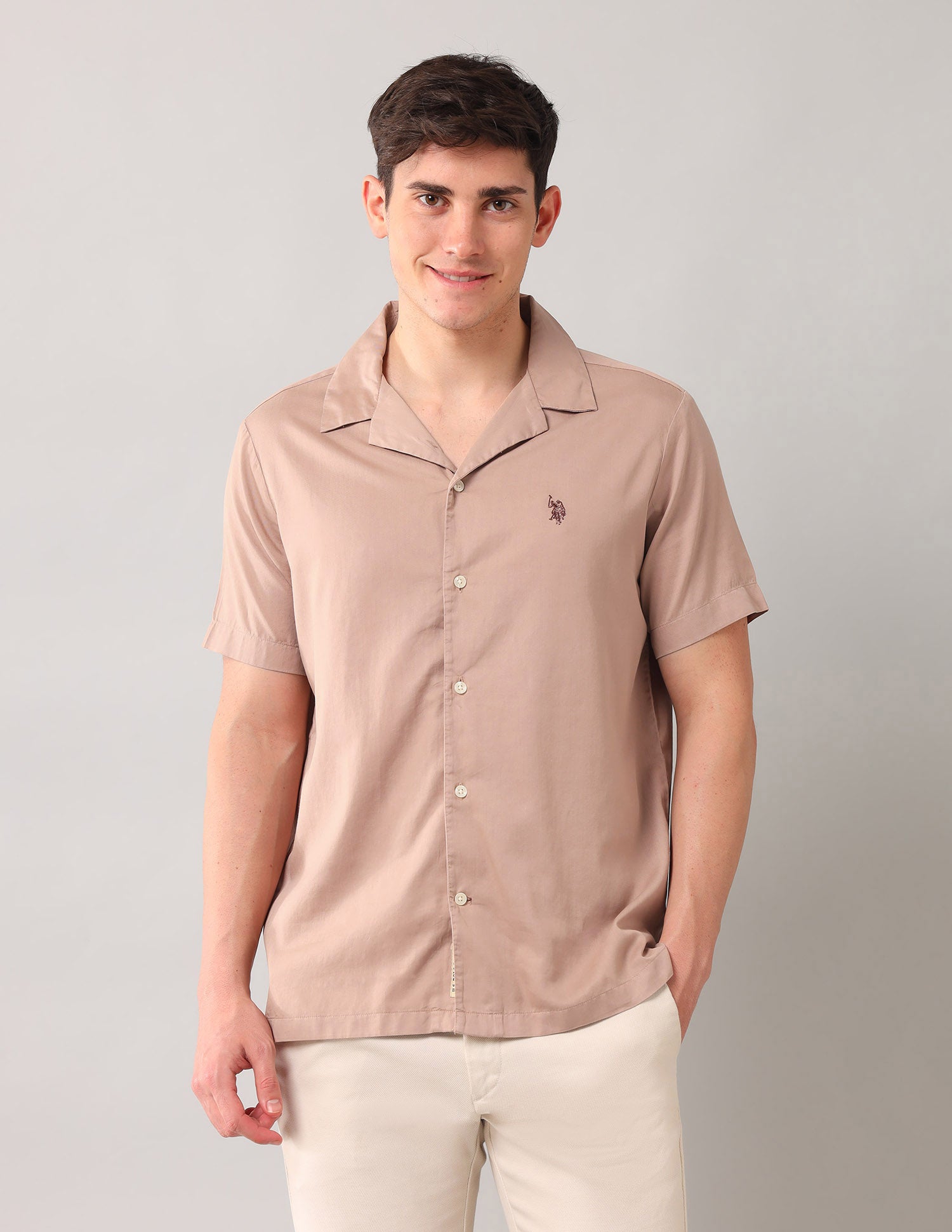 Solid Twill Shirt Khaki - U.S. POLO ASSN. | Large