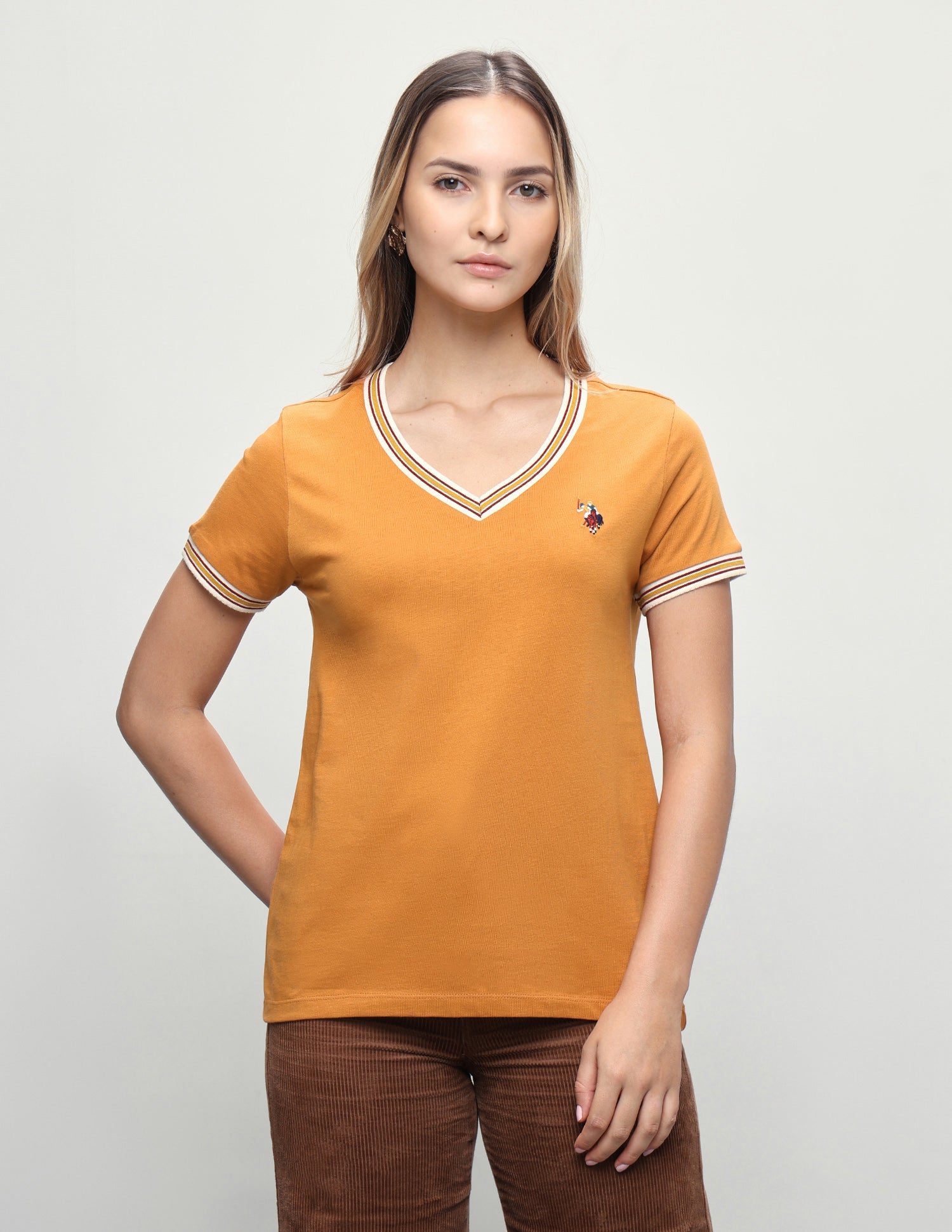 Solid Regular Fit T-Shirt Orange - U.S. Polo Assn. India | Large