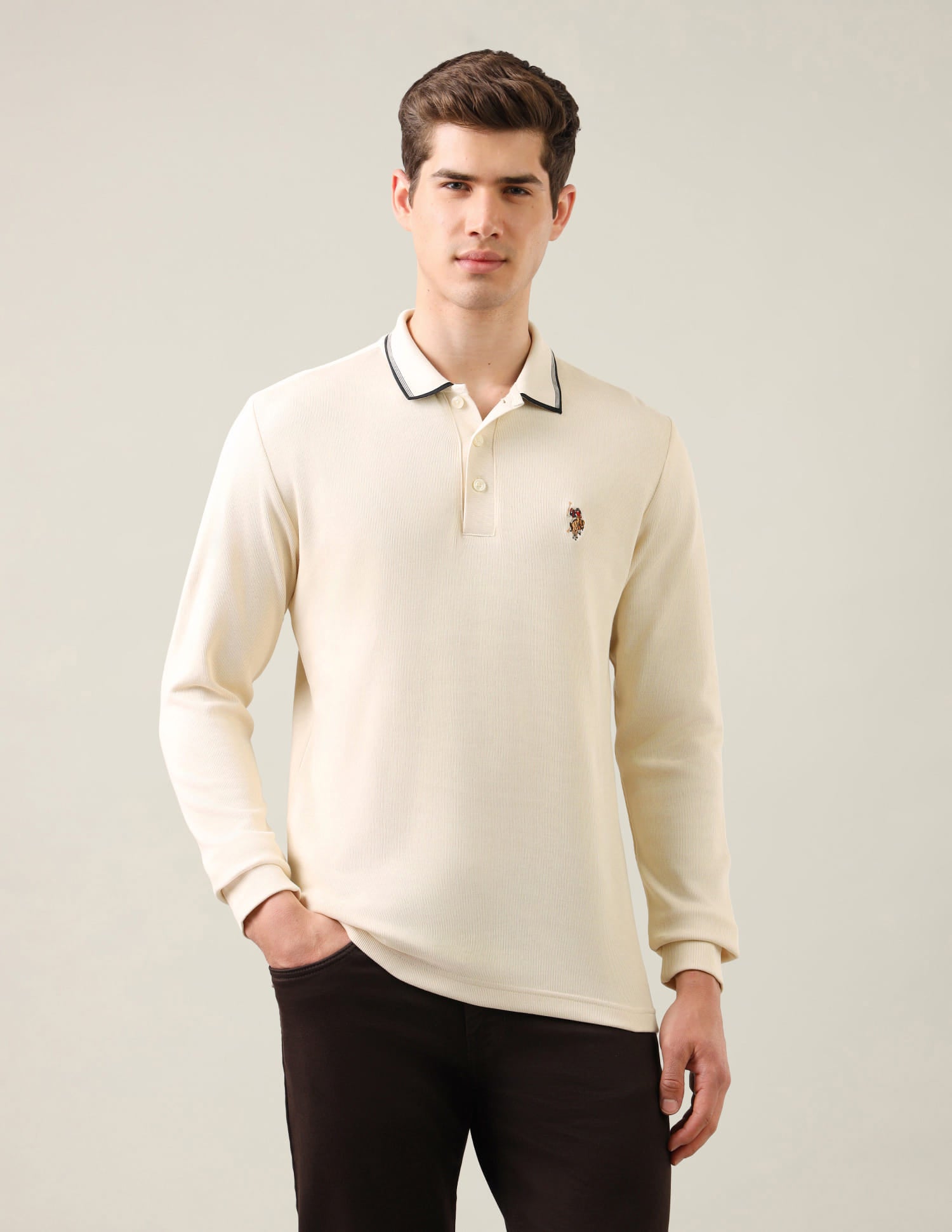 Solid Slim Fit Polo Shirt White - U.S. Polo Assn. India | Large