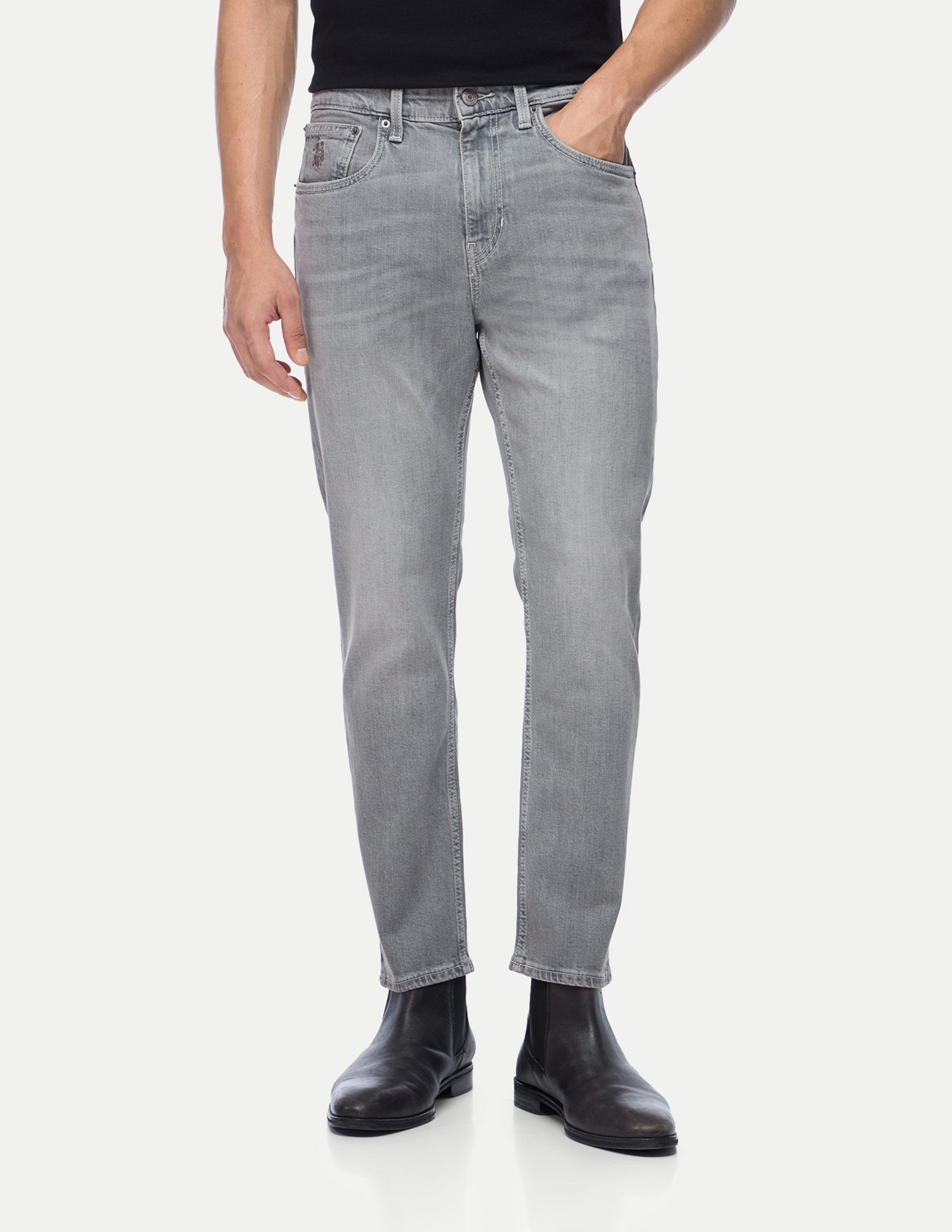 Cole Comfort Cropped Fit Grey Jeans Washed Grey - U.S. Polo Assn. India | Large