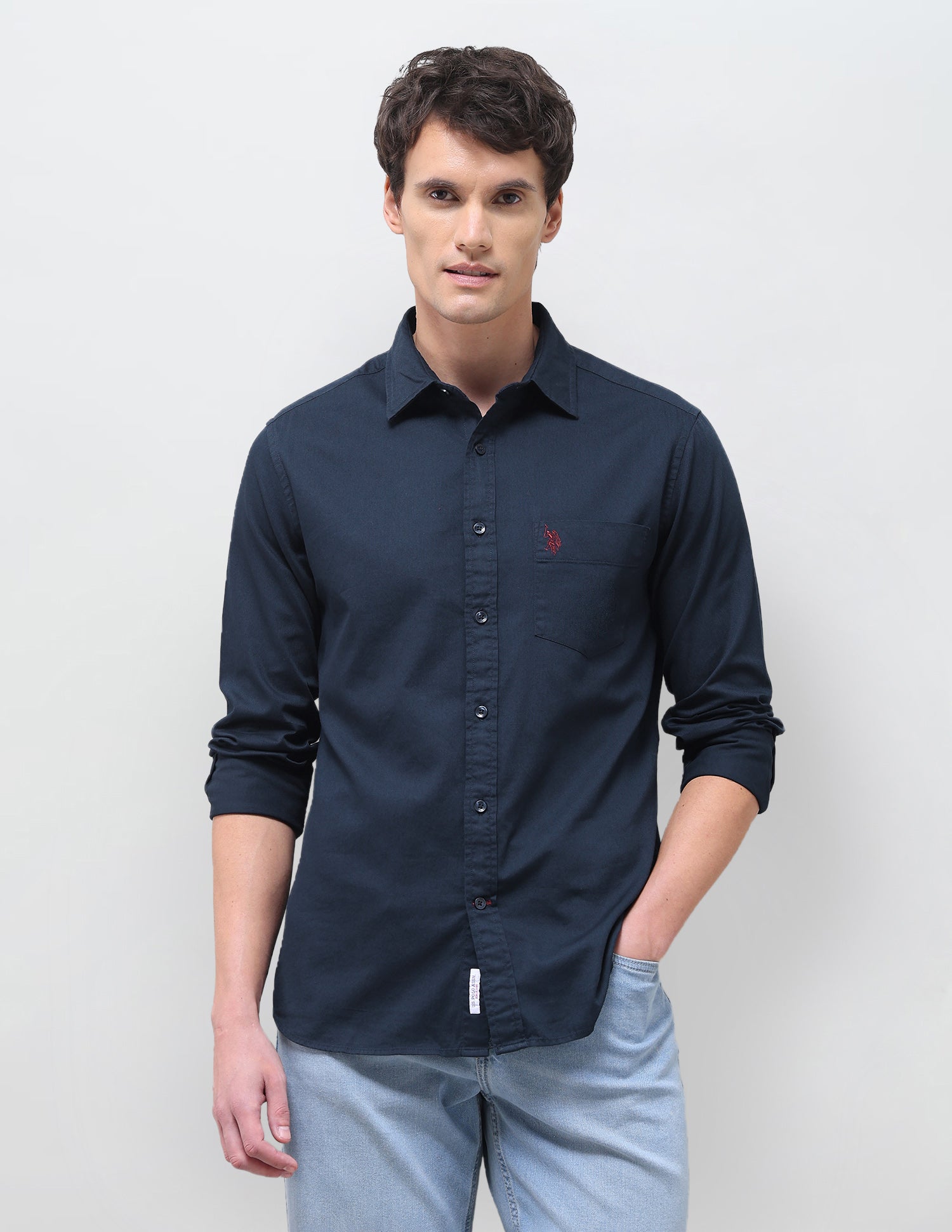 Solid Tailored Fit Shirt Navy - U.S. Polo Assn. India | Large