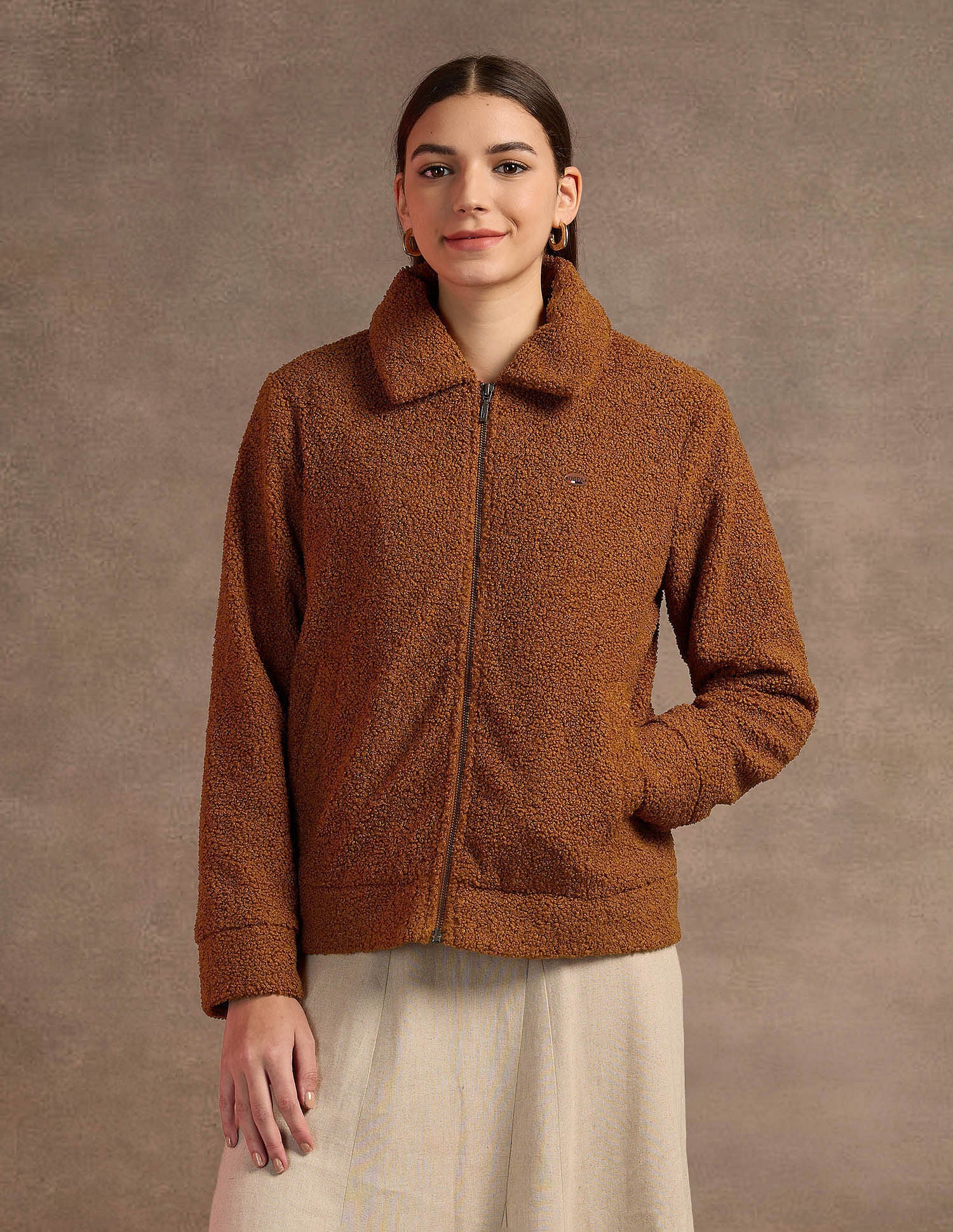 Teddy Fabric Regullar Jacket Rust - U.S. Polo Assn. India | Large