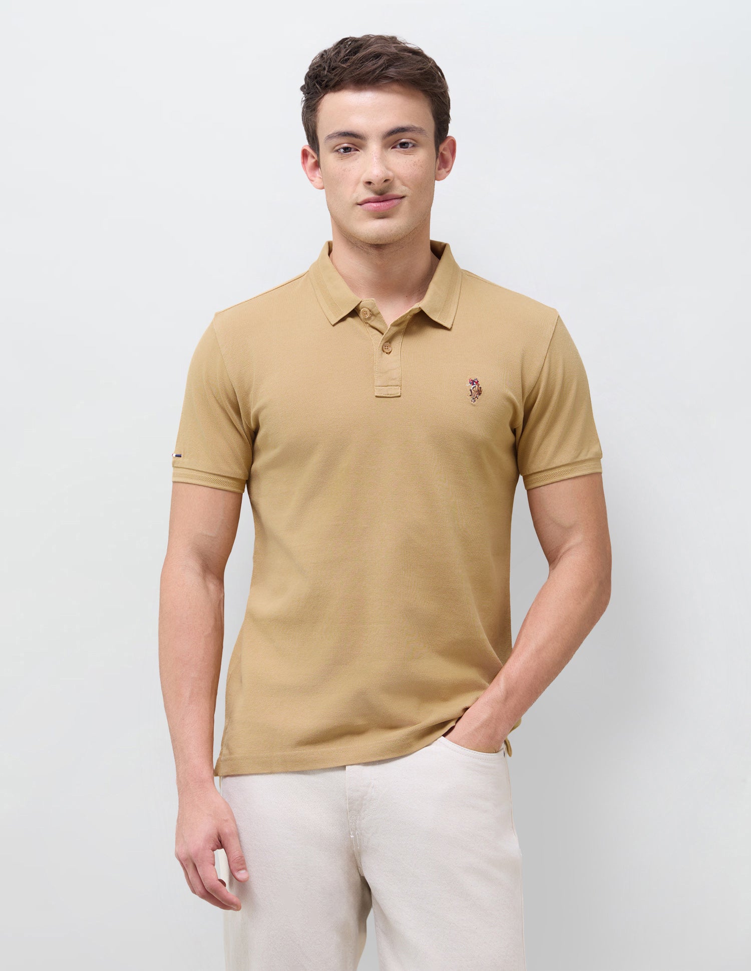 Solid Slim Fit Polo Shirt Mustard - U.S. Polo Assn. India | Large