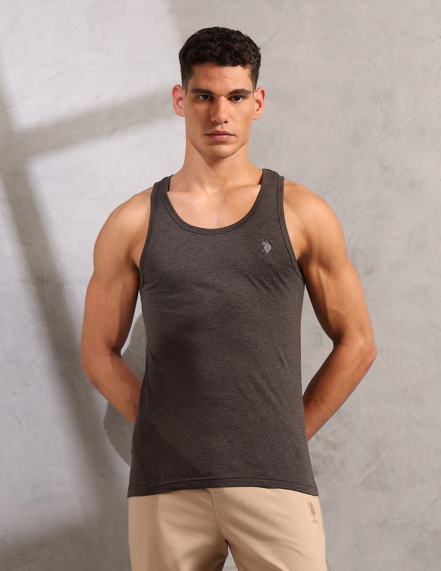 Heathered Comfort Fit PV004 Vest - Pack Of 1 Dark Brown Melange - U.S. POLO ASSN. | Large