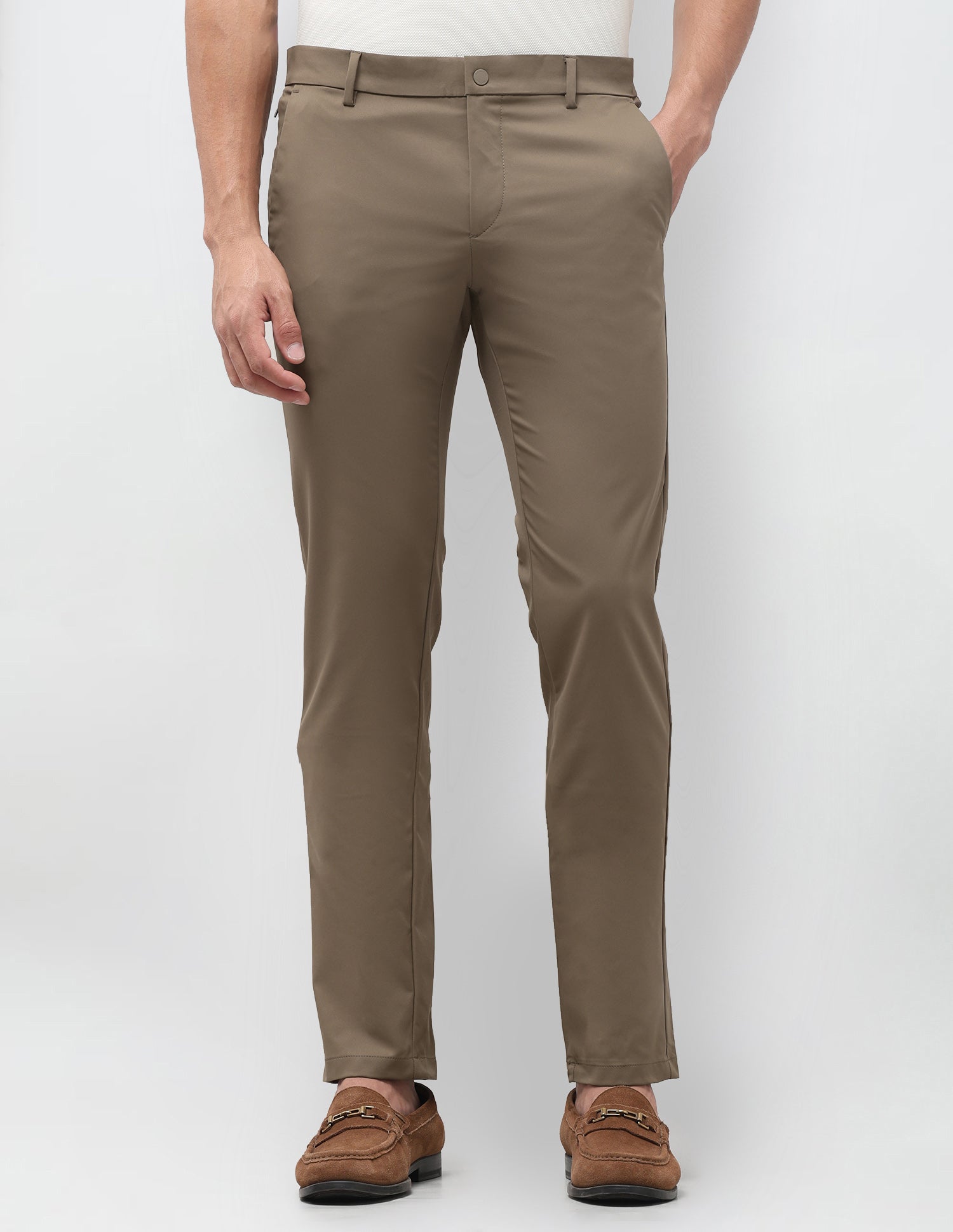 Denver Slim Fit Mid Rise Trousers Brown - U.S. Polo Assn. India | Large