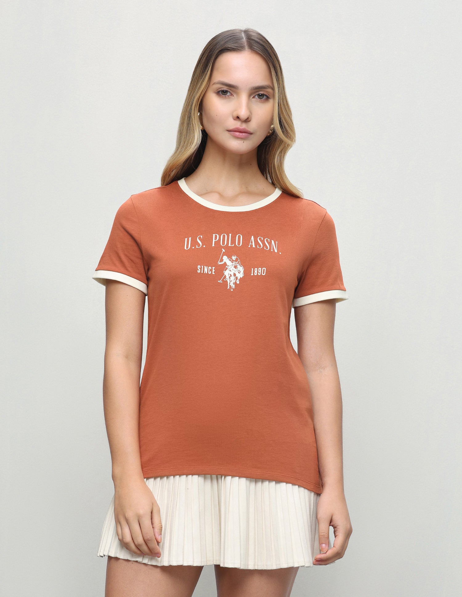 Brand Printed Regular Fit T-Shirt Rust - U.S. Polo Assn. India | Large