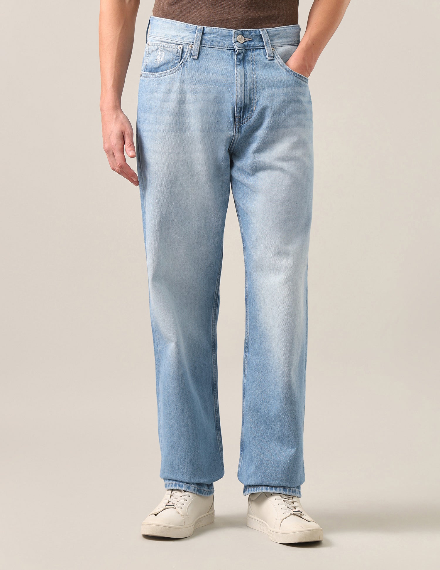 Logan Loose Straight Fit Blue Jeans Light Blue - U.S. Polo Assn. India | Large