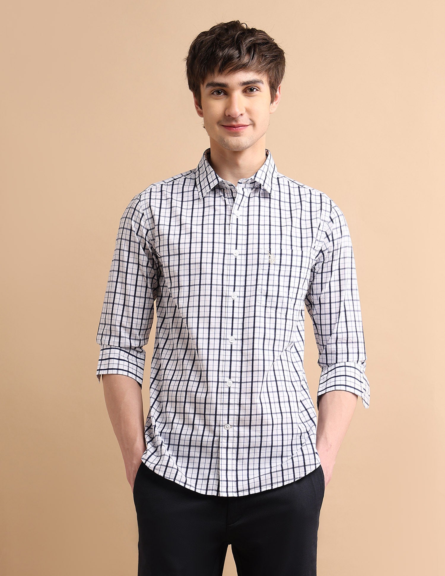 Grid Oxford Shirt White - U.S. POLO ASSN. | Large