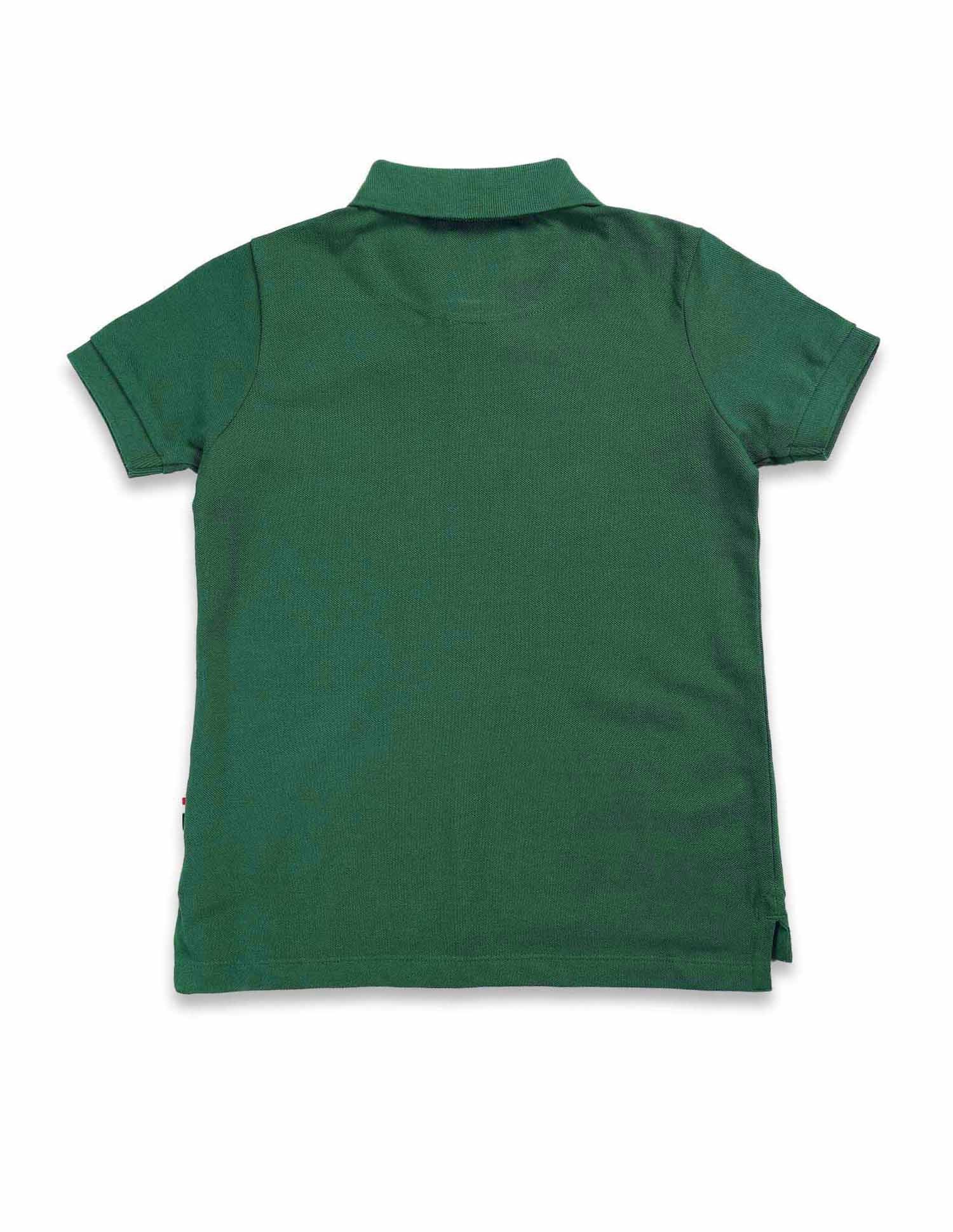 Boys Brand Print Cotton Polo Shirt Green - U.S. POLO ASSN. | Large