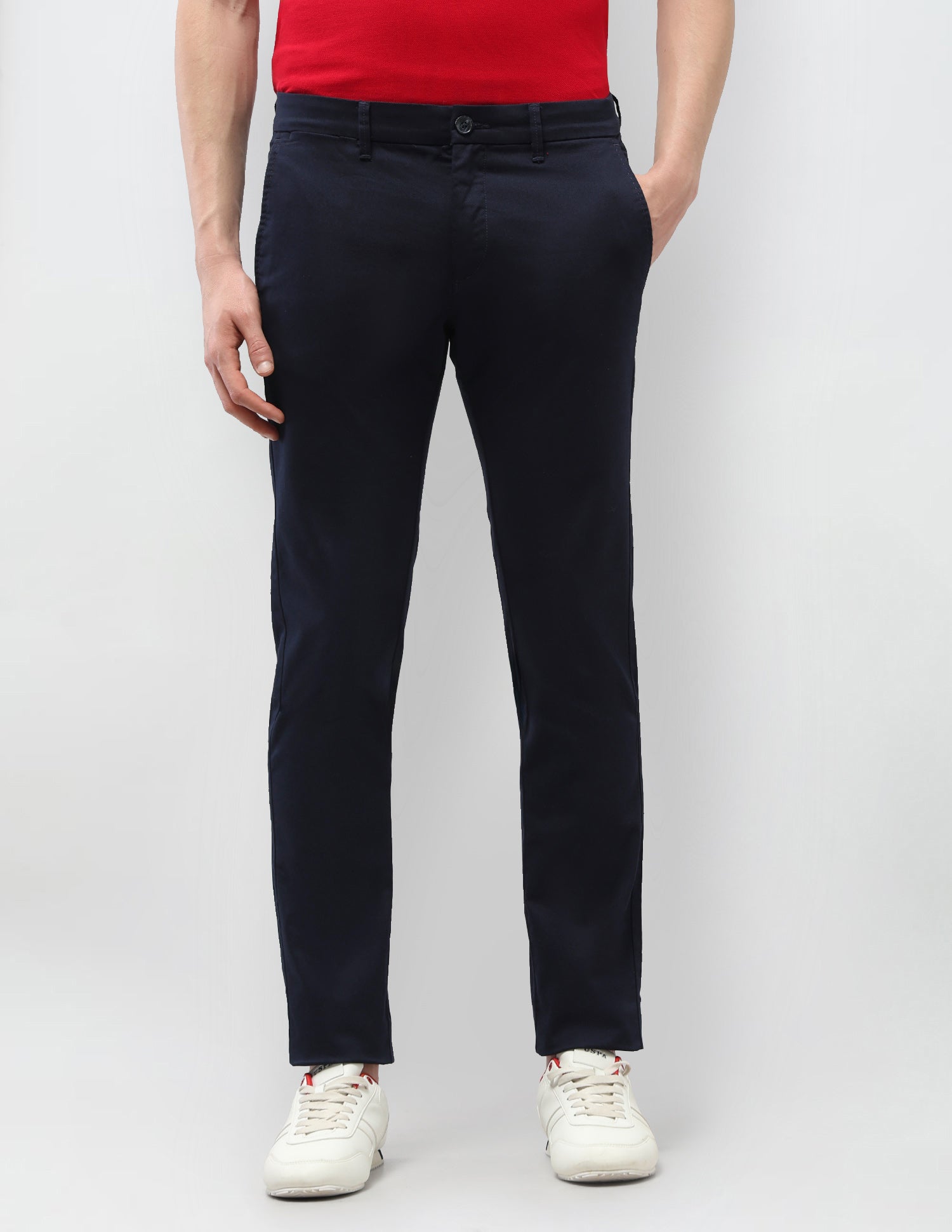 Solid Denver Slim Fit Trousers Navy - U.S. Polo Assn. India | Large