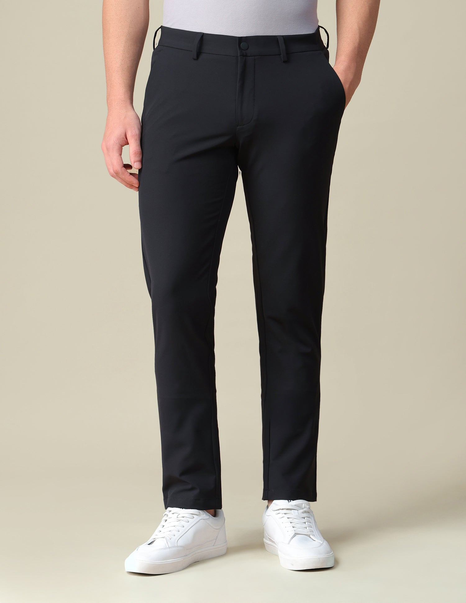 Denver Slim Fit Mid Rise Trousers Black - U.S. Polo Assn. India | Large