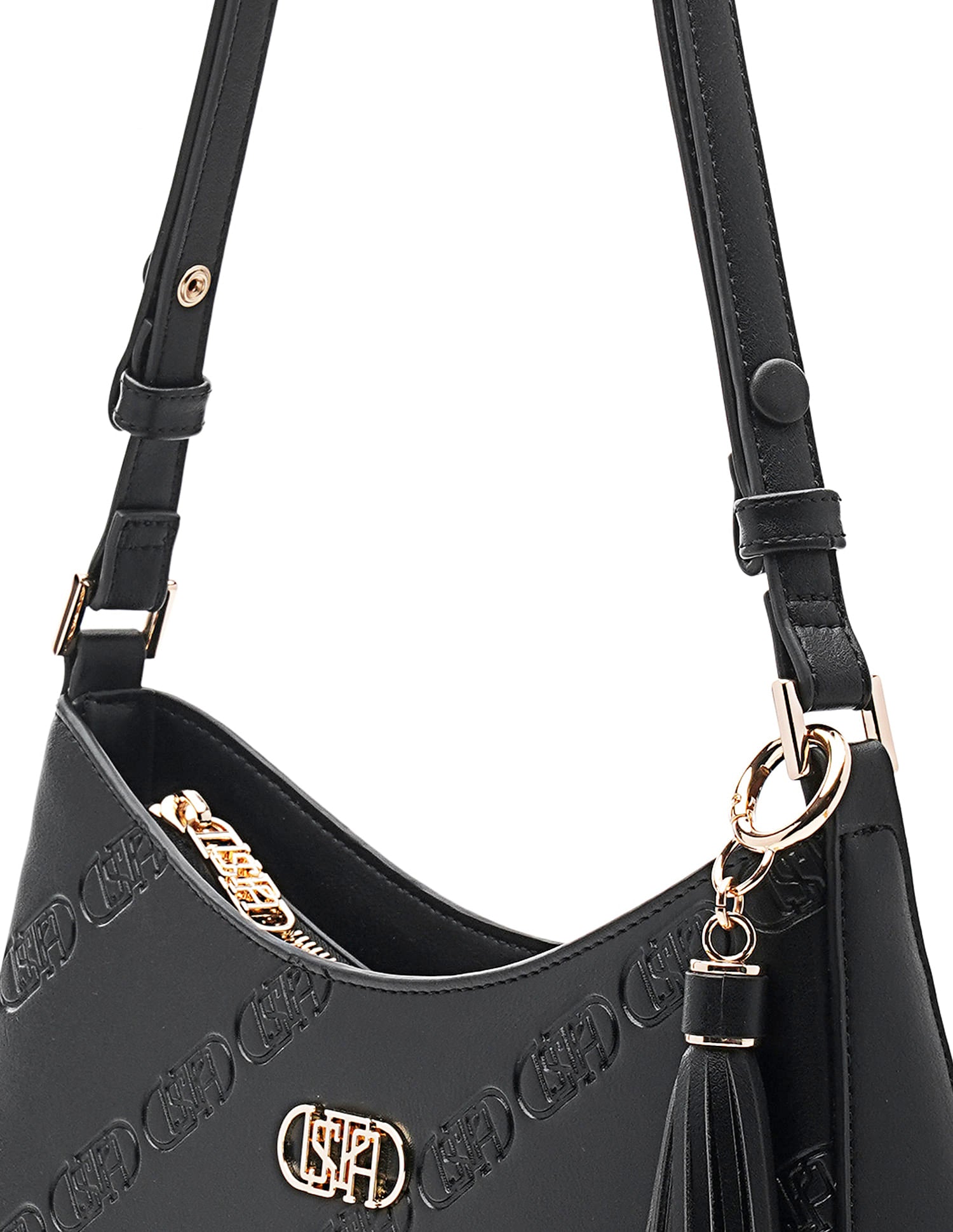Meagan Monogram Shoulder Bag Black - U.S. POLO ASSN. | Large