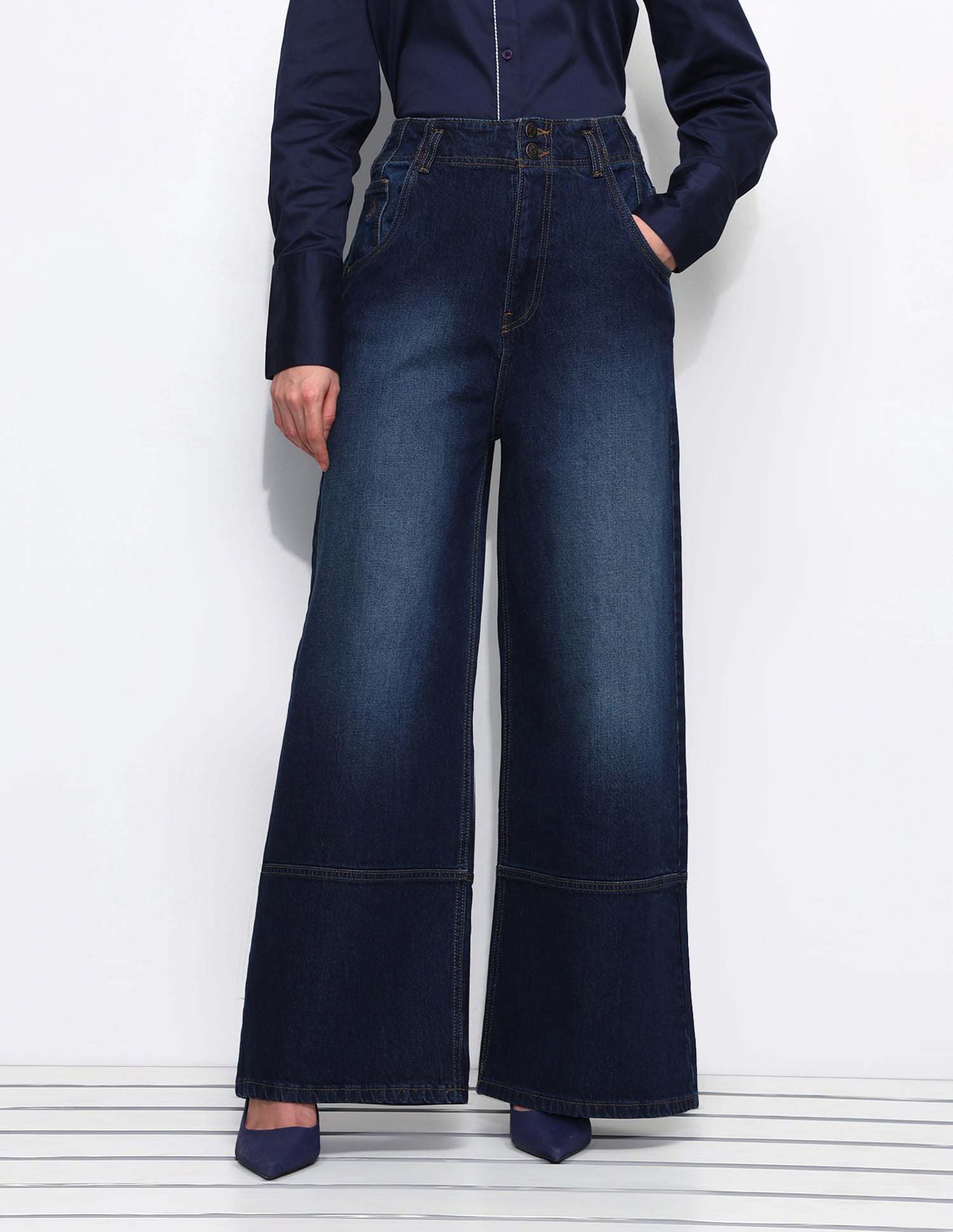 High Rise Baggy Fit Jeans Blue - U.S. Polo Assn. India | Large