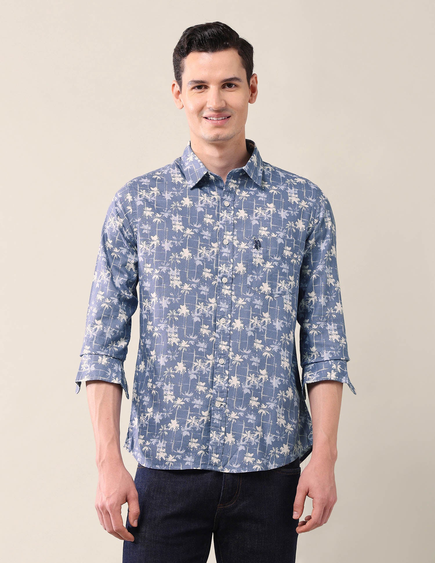 Abstract Tailored Fit Shirt Blue - U.S. Polo Assn. India | Large