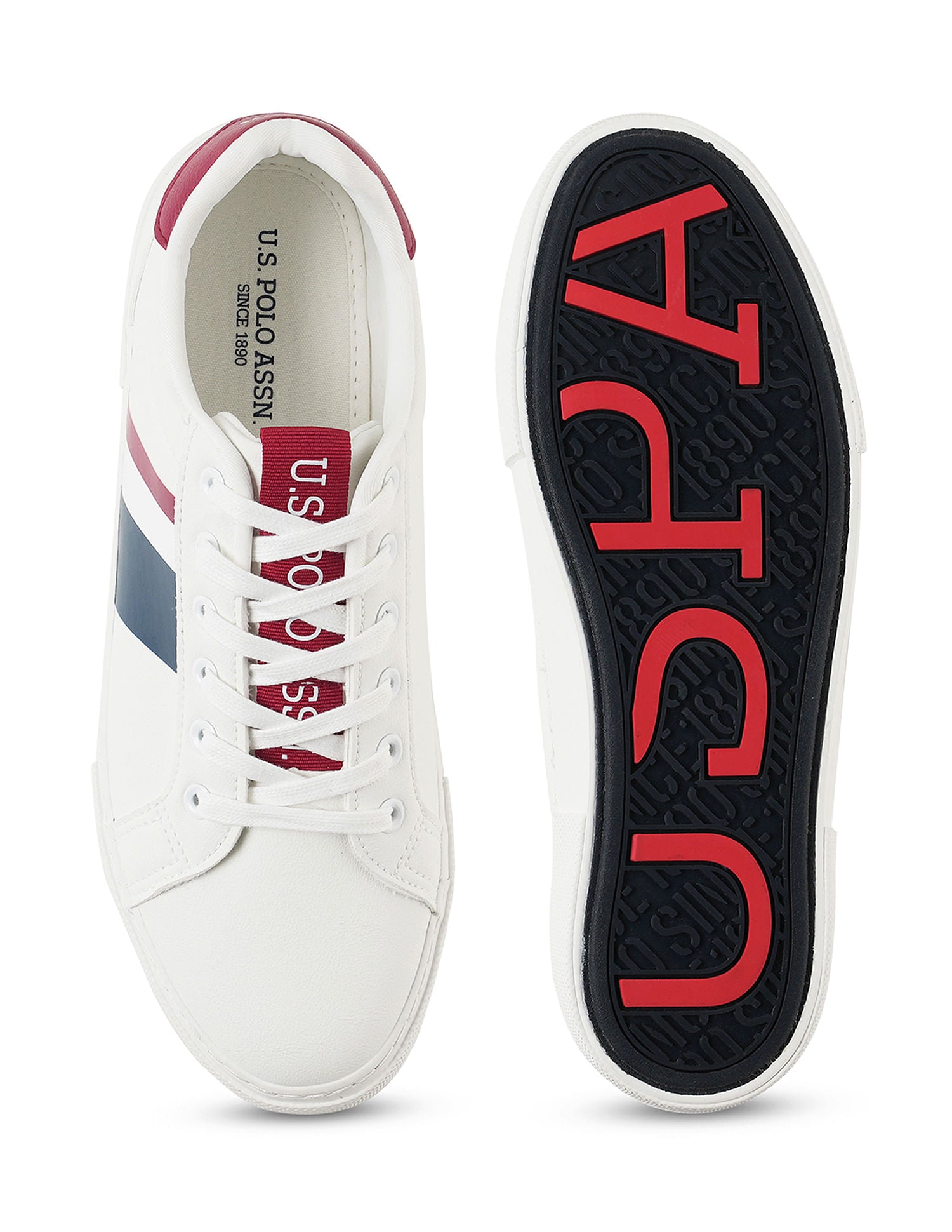 Men Striped Santos 4.0 Sneakers Off White - U.S. POLO ASSN. | Large