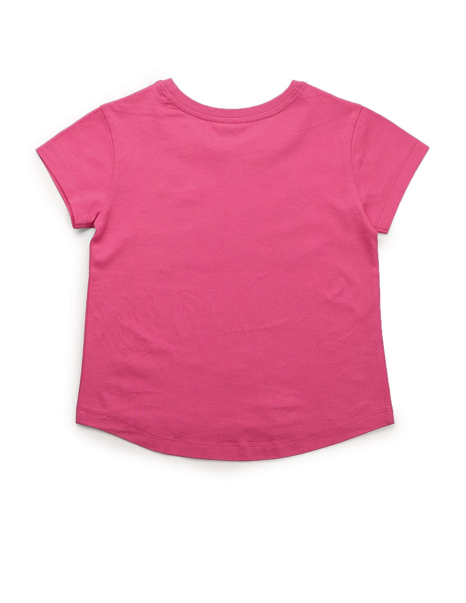 Girls Puff Print Relaxed Fit T-Shirt Dark Pink - U.S. POLO ASSN. | Large